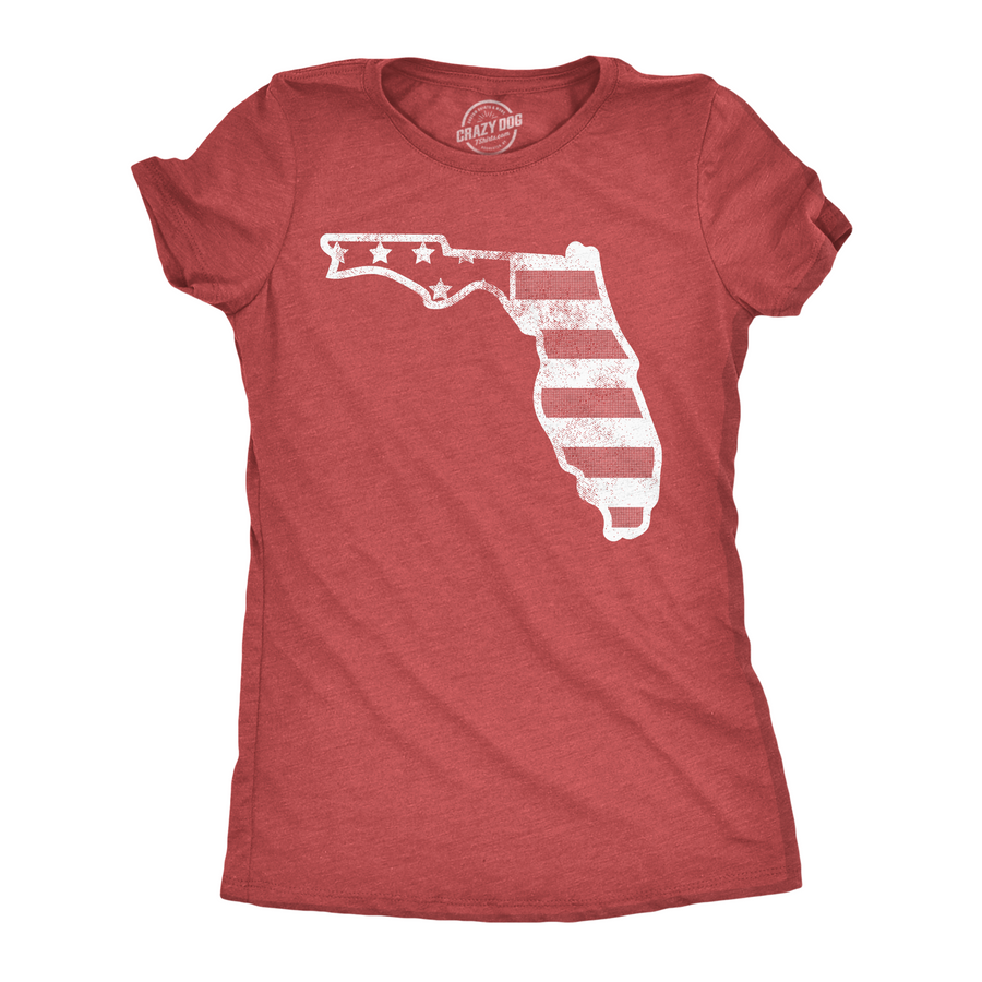 Funny Heather Red - American Flag Florida American Flag Florida Womens T Shirt Nerdy Fourth Of July Tee