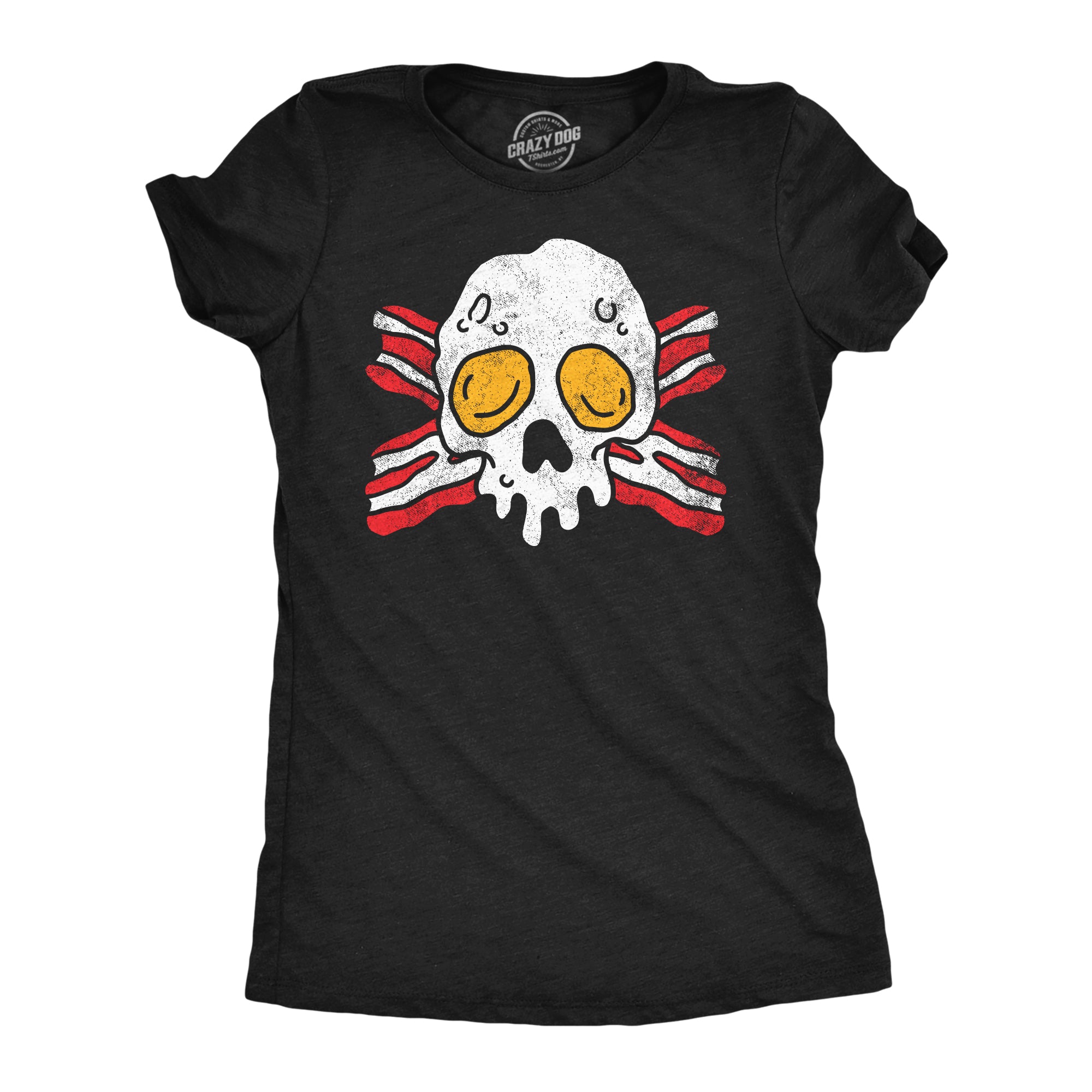Funny Heather Black - Bacon And Eggs Skull Bacon And Egg Skull Womens T Shirt Nerdy Food sarcastic Tee