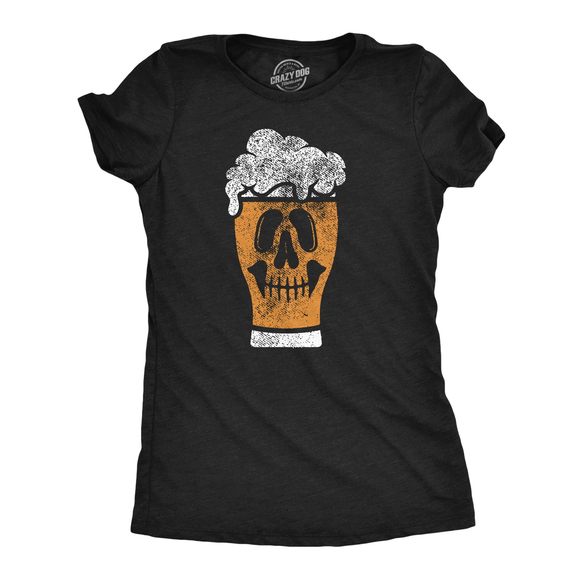 Funny Heather Black - Beer Glass Skull Beer Glass Skull Womens T Shirt Nerdy Beer Drinking Tee