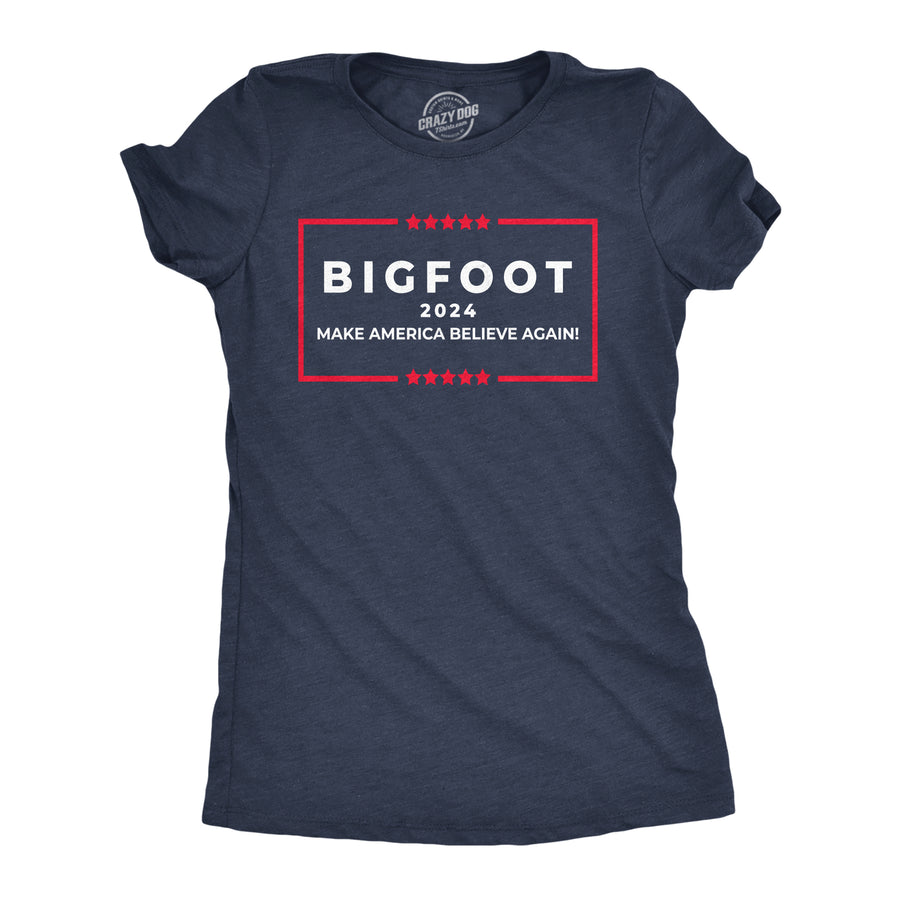 Funny Heather Navy - Bigfoot 2024 Bigfoot 2024 Womens T Shirt Nerdy sarcastic Political Tee