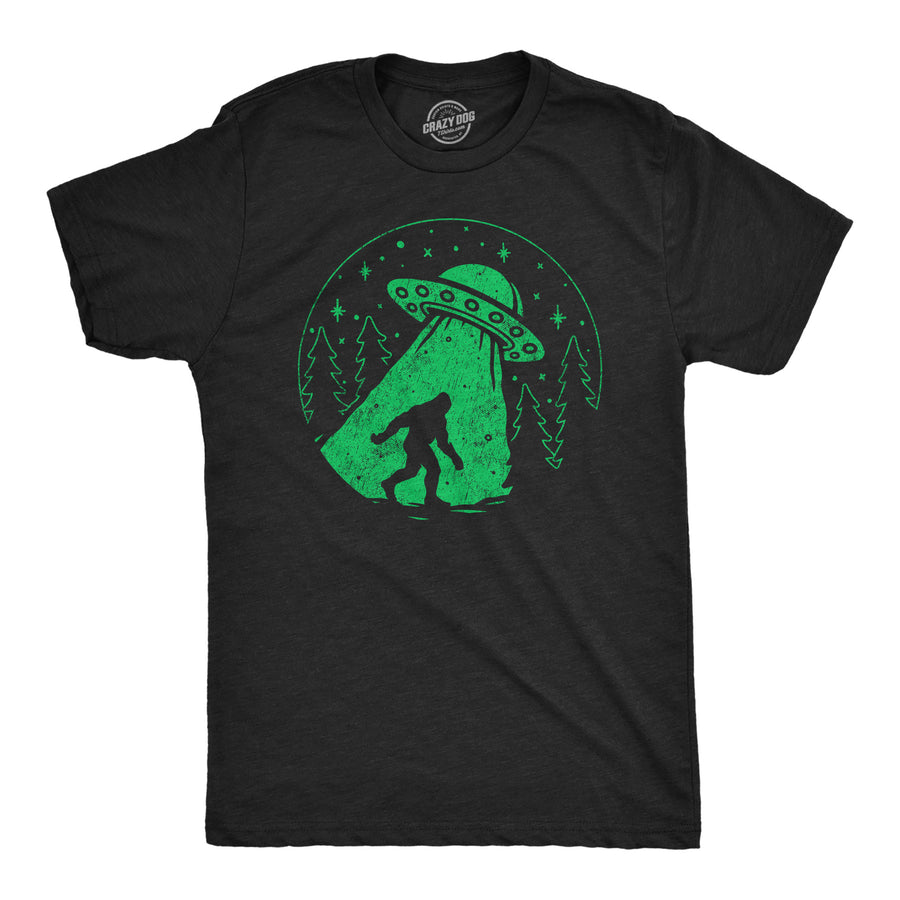Funny Heather Black - Bigfoot Alien Abduction Bigfoot Alien Abduction Mens T Shirt Nerdy space sarcastic Tee
