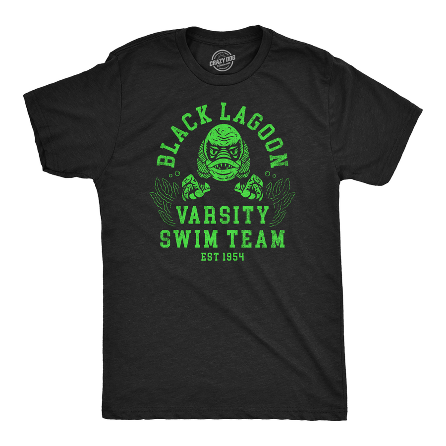 Funny Heather Black - Black Lagoon Varsity Swim Team Black Lagoon Varsity Swim Team Mens T Shirt Nerdy Halloween sarcastic Tee