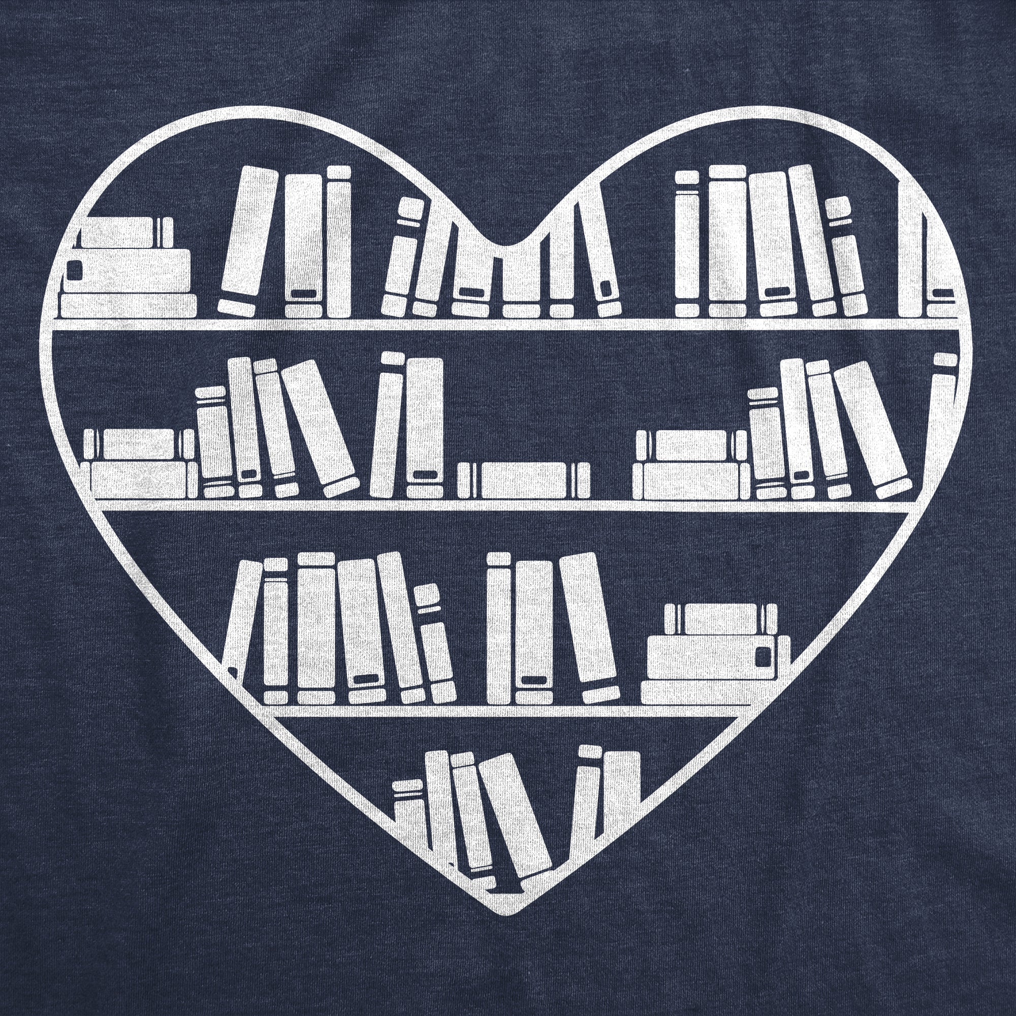 Funny Heather Navy - Bookshelf Heart Bookshelf Heart Womens T Shirt Nerdy Nerdy Tee