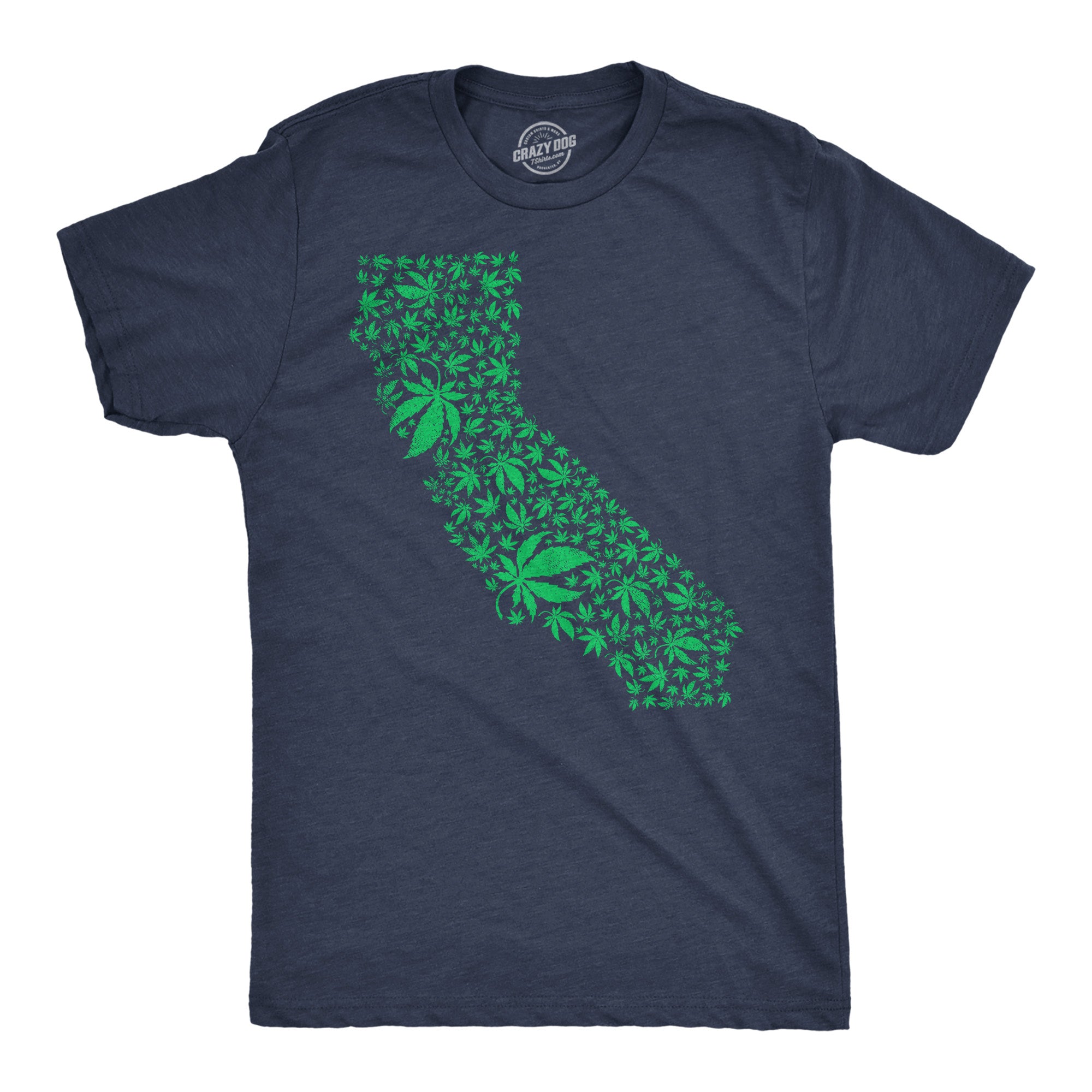 Funny Heather Navy - Cali State Pot Leaves California State Pot Leaves Mens T Shirt Nerdy 420 Sarcastic Tee