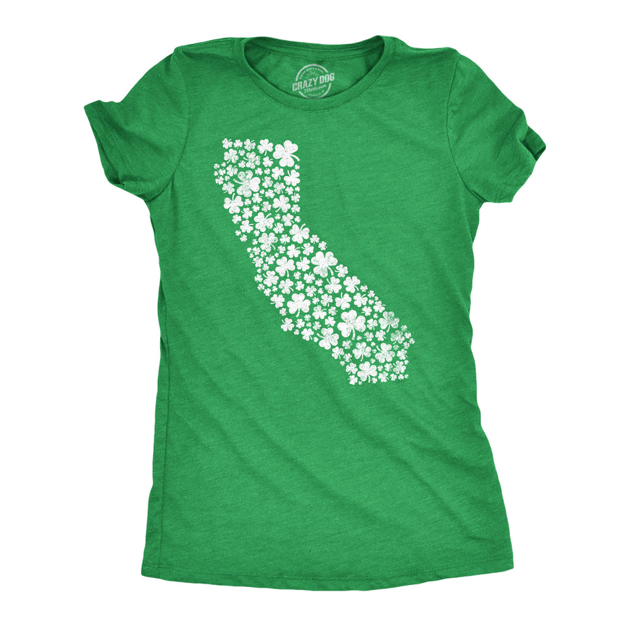 Funny Heather Green - California Clovers California State Clovers Womens T Shirt Nerdy Saint Patricks Day Tee