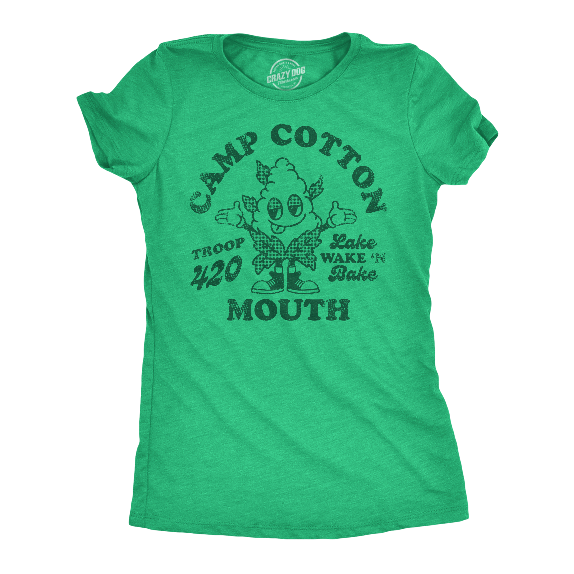 Funny Heather Green - Camp Cotton Mouth Camp Cotton Mouth Womens T Shirt Nerdy 420 Camping Tee