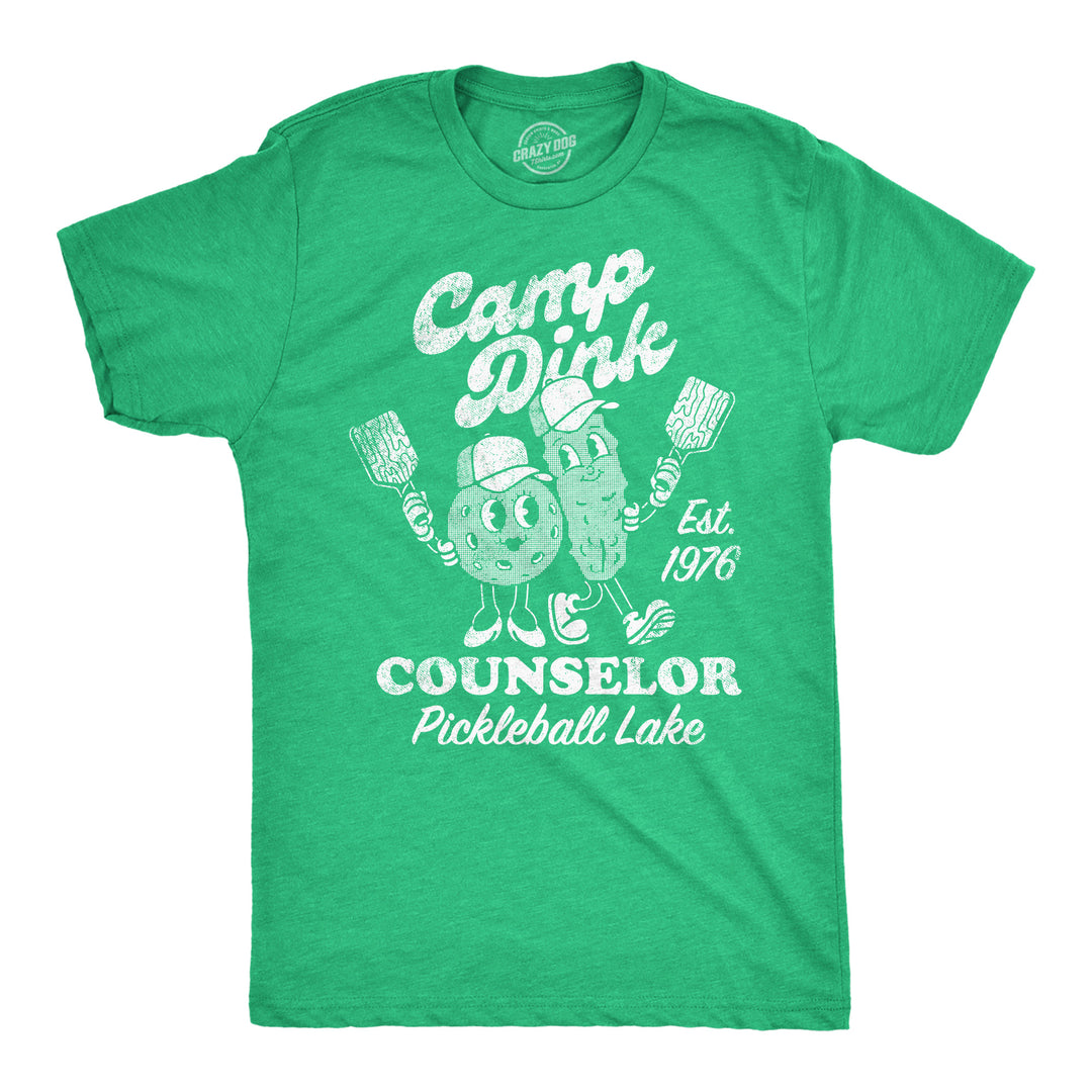 Funny Heather Green - Camp Dink Camp Dink Counselor Pickleball Lake Mens T Shirt Nerdy Pickleball Sarcastic Tee