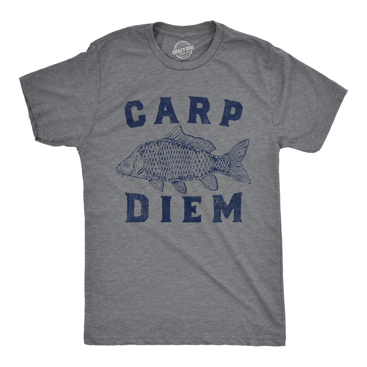 Funny Dark Heather Grey - Carp Diem Carp Diem Mens T Shirt Nerdy Fishing sarcastic Tee