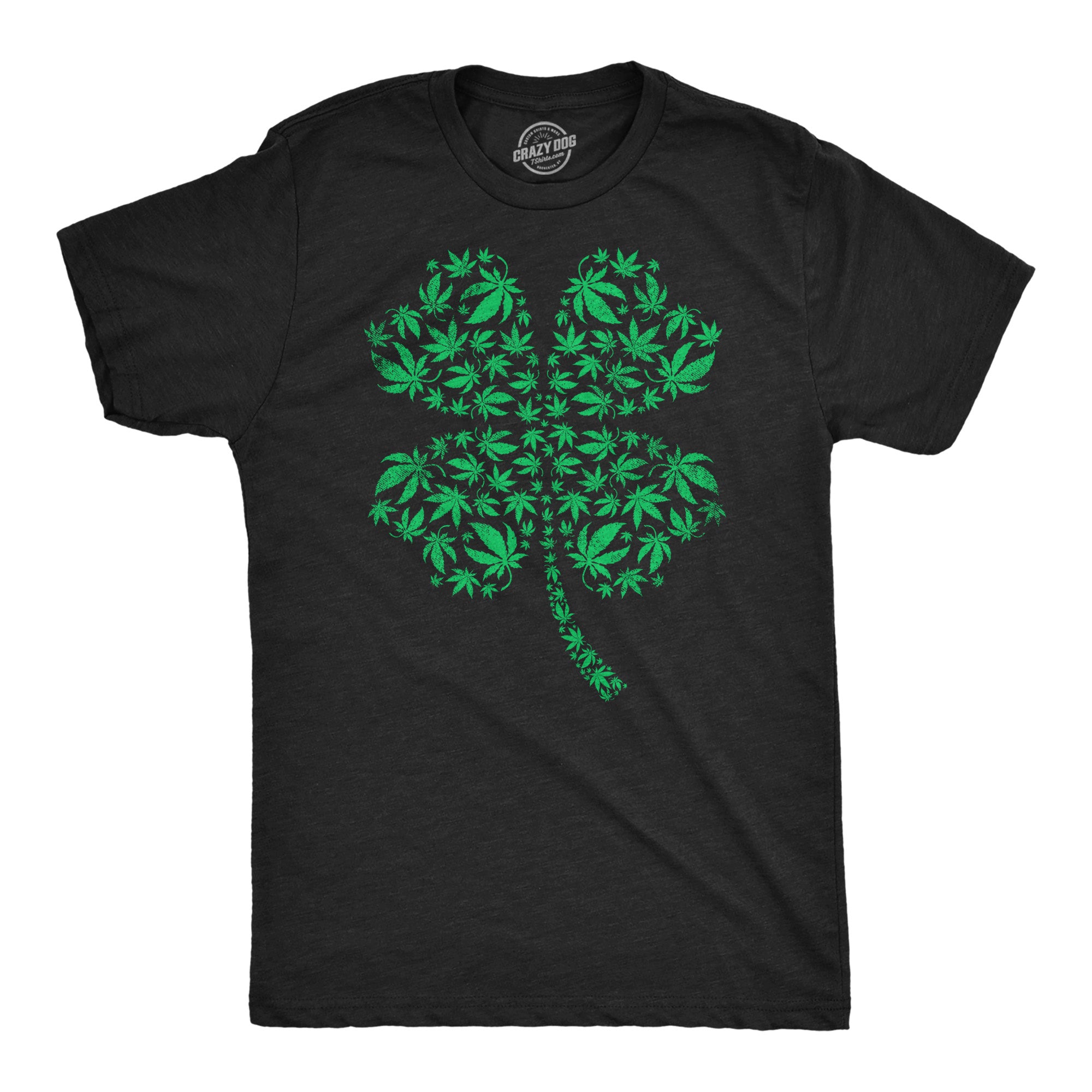 Funny Heather Black - Clover Made Of Pot Leaves Clover Made Of Pot Leaves Mens T Shirt Nerdy Saint Patrick's Day 420 Tee