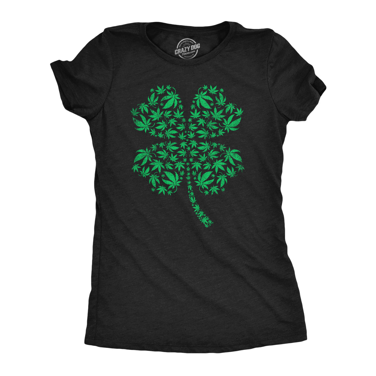 Funny Heather Black - Clover Made Of Pot Leaves Clover Made Of Pot Leaves Womens T Shirt Nerdy Saint Patrick&#39;s Day 420 Tee