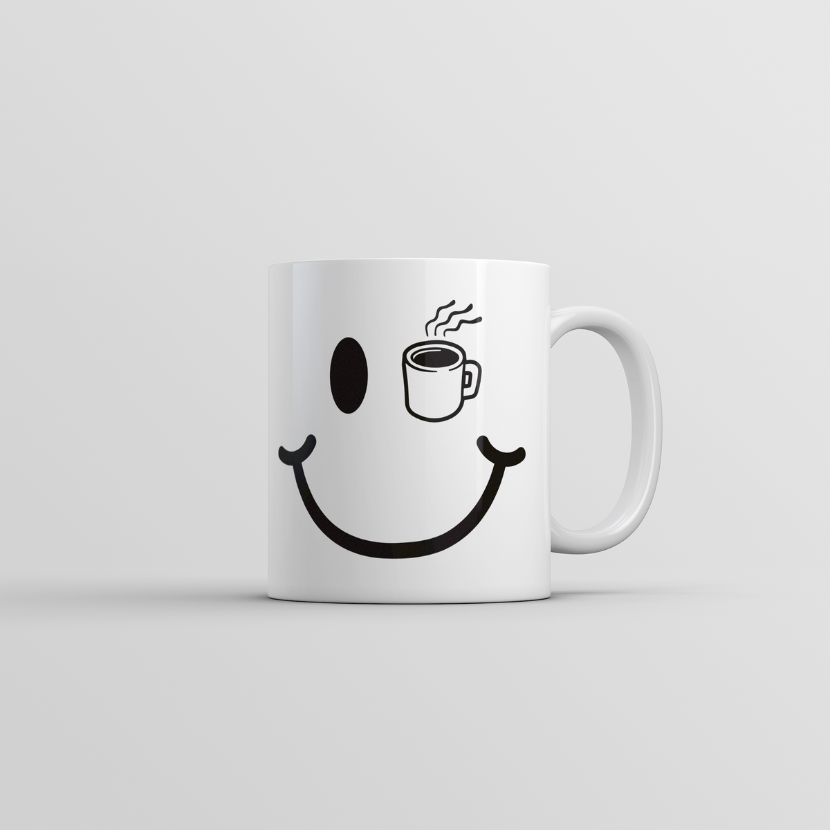 Funny White Coffee Cup Eye Smile Coffee Mug Nerdy Coffee Tee