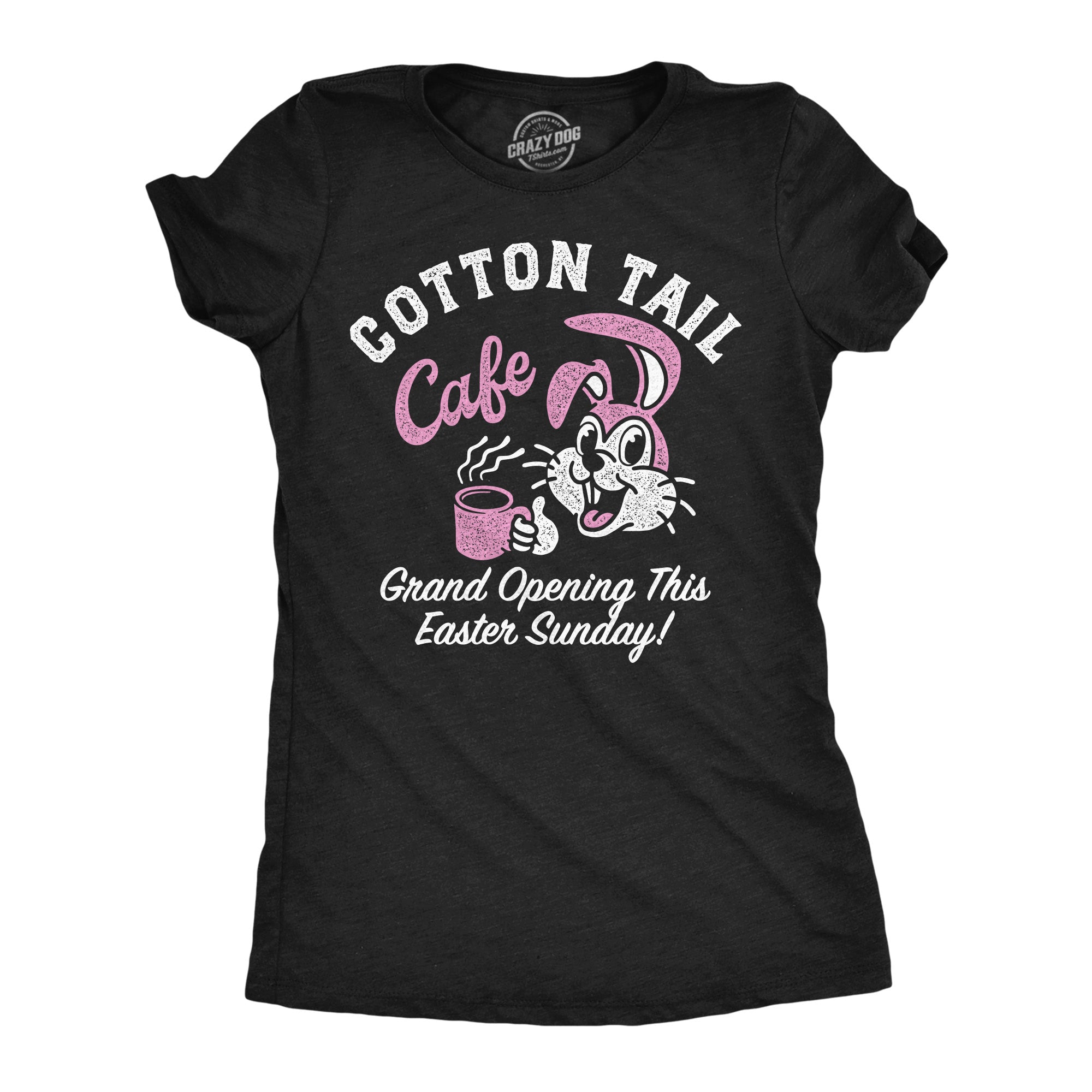 Funny Heather Black - Cotton Tail Cafe Cotton Tail Cafe Womens T Shirt Nerdy Easter sarcastic Tee