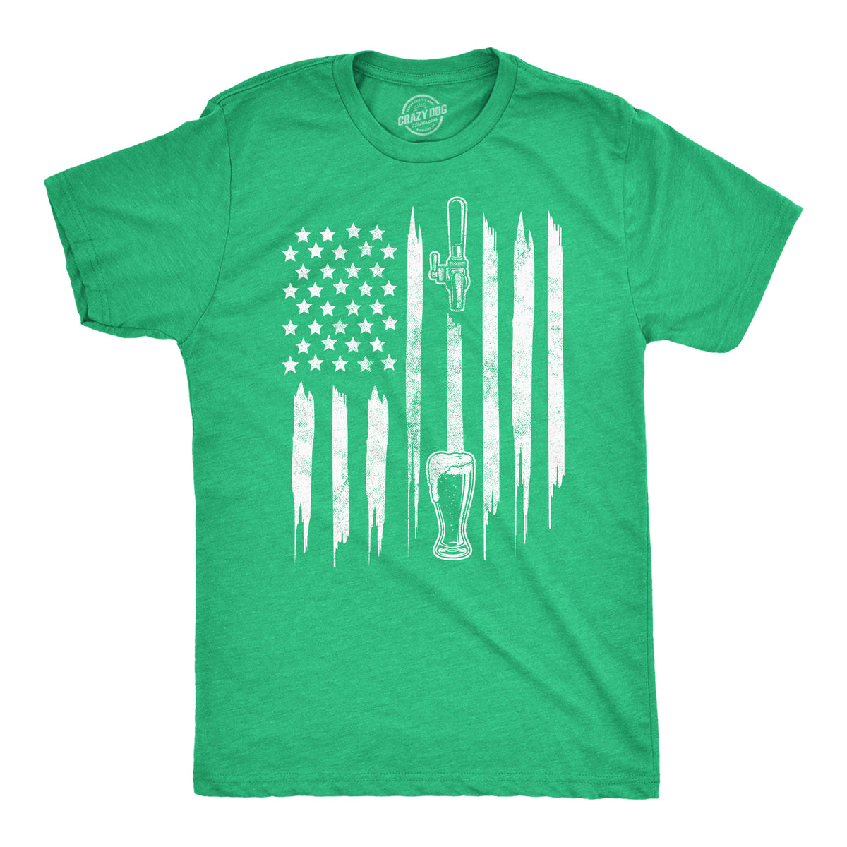 Funny Heather Green - Craft Beer American Flag Craft Beer American Flag Mens T Shirt Nerdy Saint Patrick&#39;s Day Drinking Tee