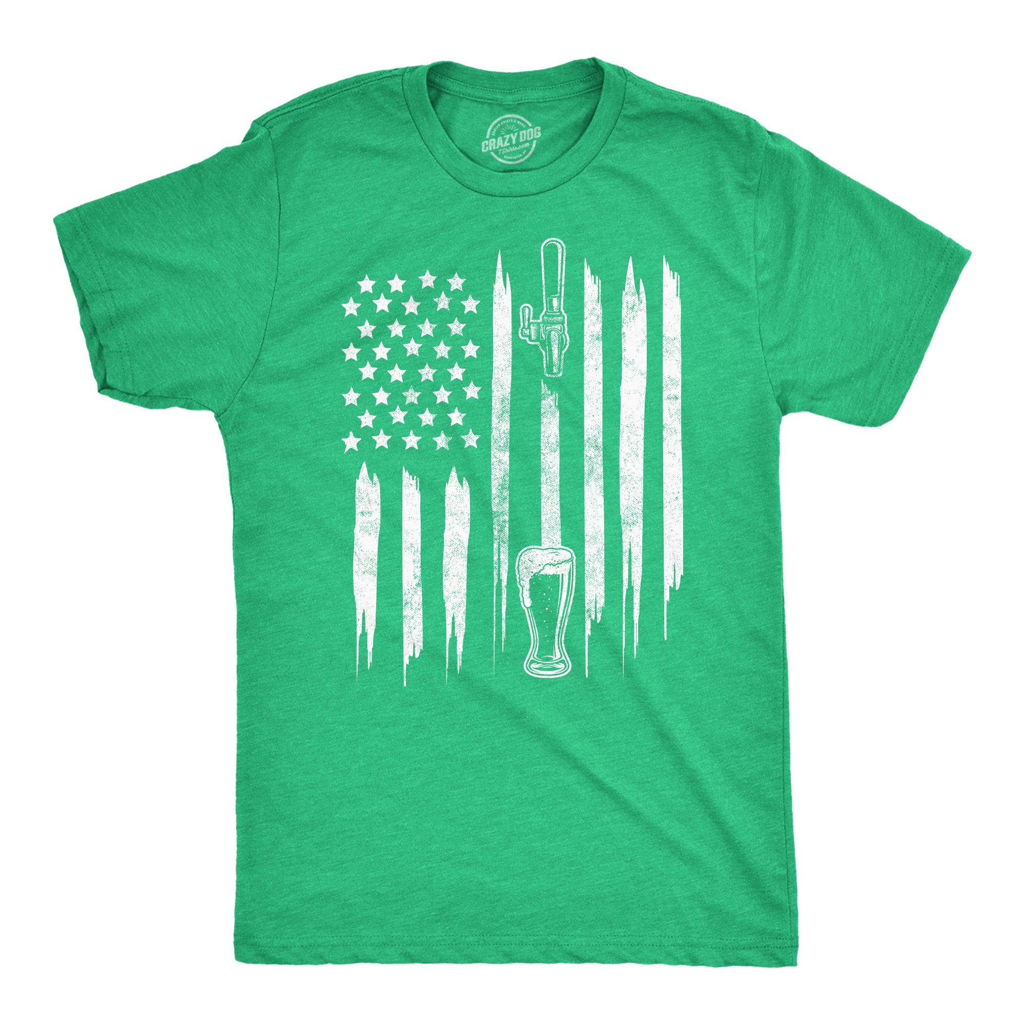 Funny Heather Green - Craft Beer American Flag Craft Beer American Flag Mens T Shirt Nerdy Saint Patrick's Day Drinking Tee