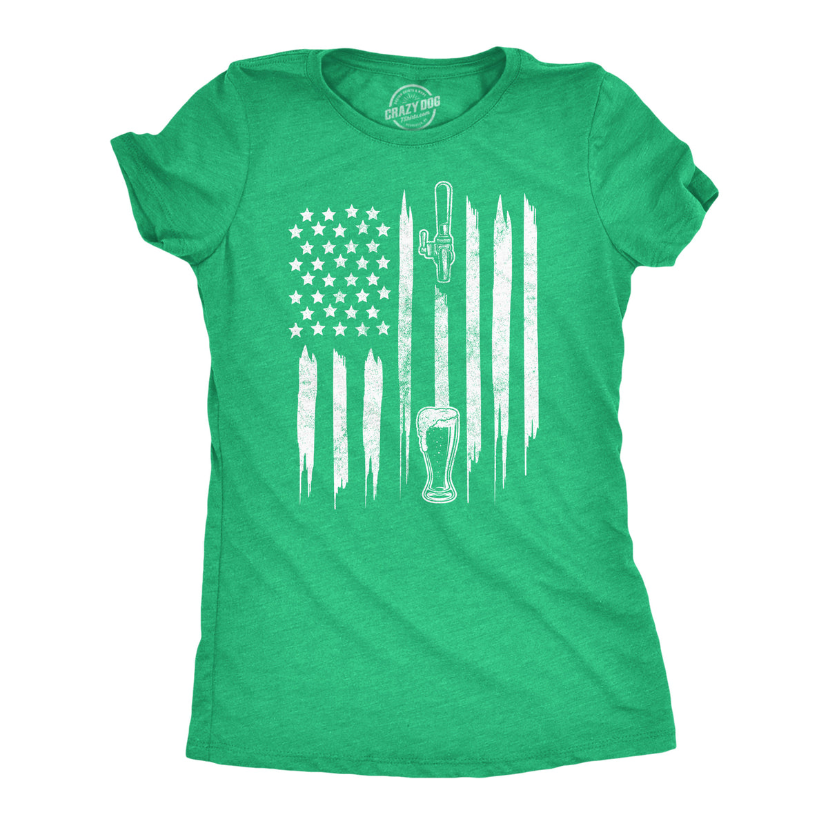 Funny Heather Green - Craft Beer American Flag Craft Beer American Flag Womens T Shirt Nerdy Saint Patrick&#39;s Day Drinking Tee