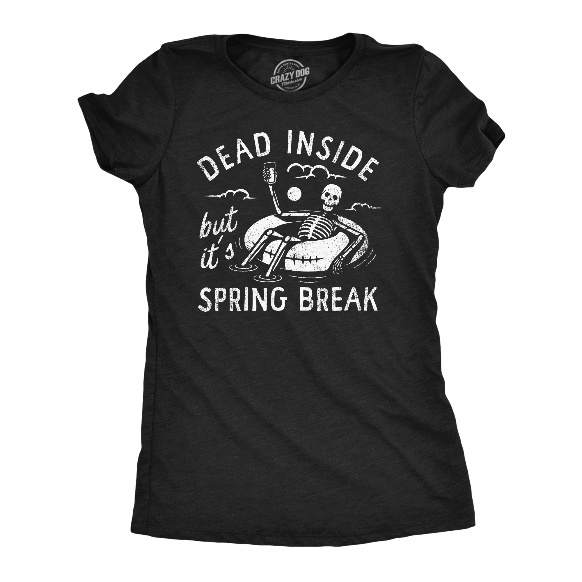 Funny Heather Black - Dead Inside Spring Break Dead Inside But Its Spring Break Womens T Shirt Nerdy sarcastic Vacation Tee