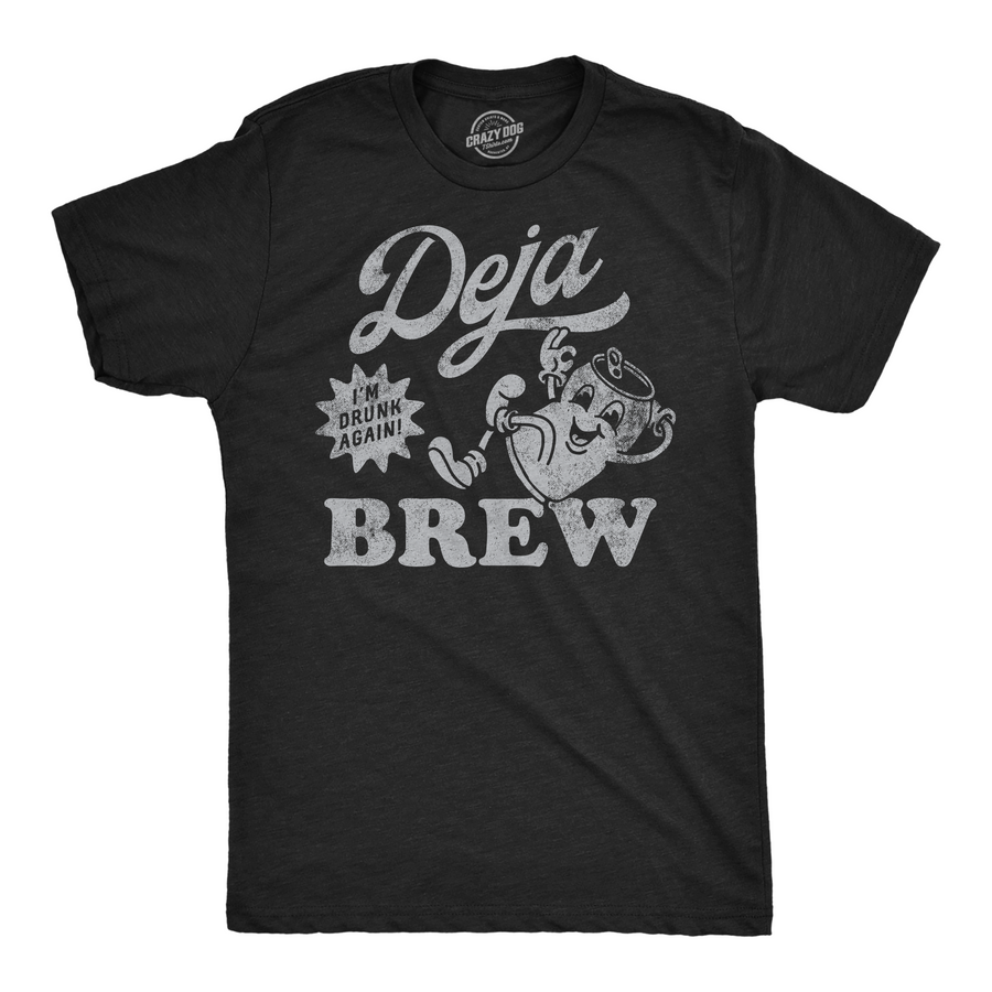 Funny Heather Black - Deja Brew Deja Brew Mens T Shirt Nerdy Beer Drinking sarcastic Tee