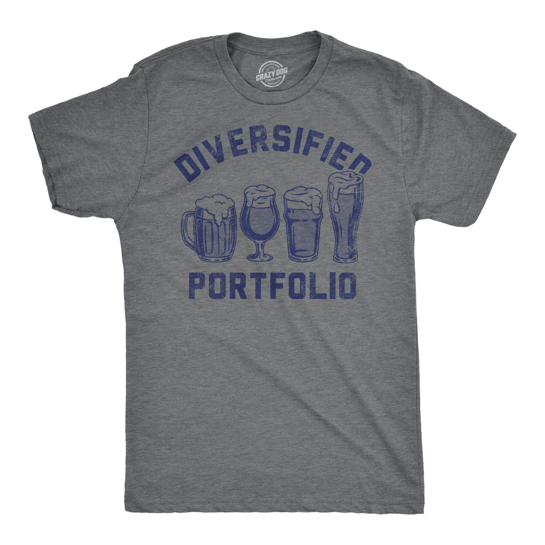 Funny Dark Heather Grey - Diversified Portfolio Beers Diversified Portfolio Beers Mens T Shirt Nerdy Beer Drinking sarcastic Tee