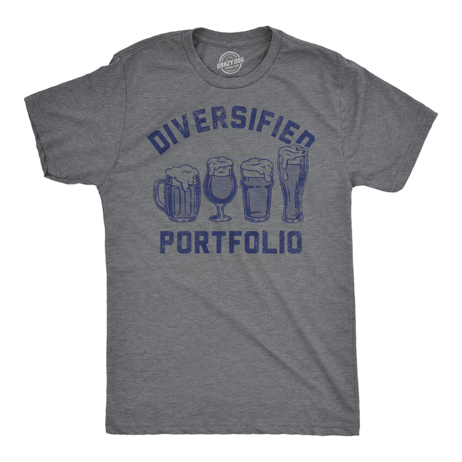 Funny Dark Heather Grey - Diversified Portfolio Beers Diversified Portfolio Beers Mens T Shirt Nerdy Beer Drinking Tee