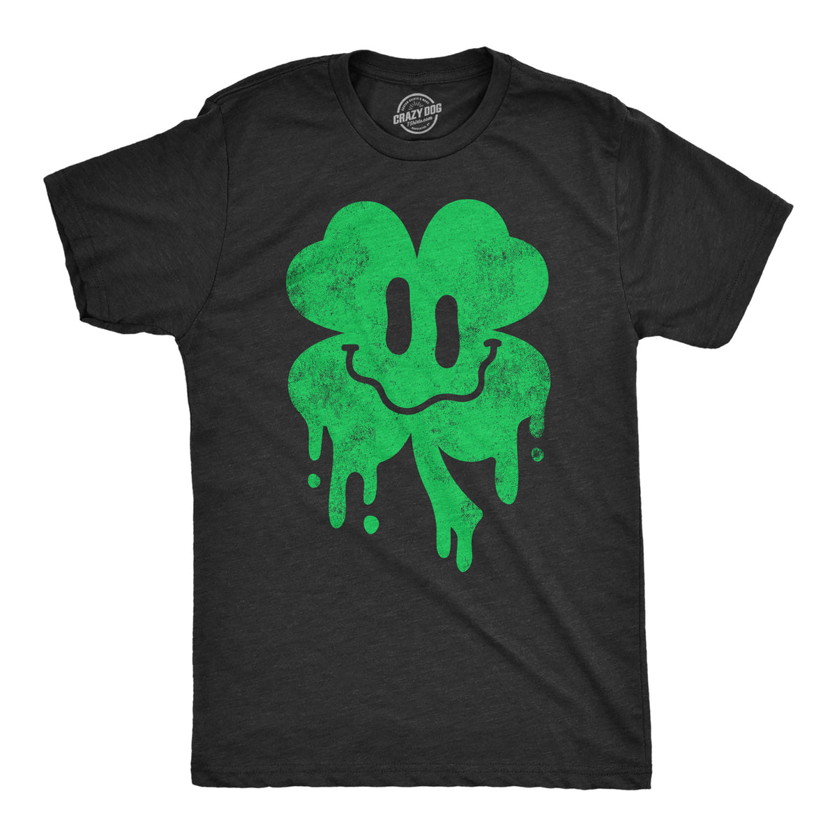 Funny Heather Black - Dripping Clover Face Dripping Clover Face Mens T Shirt Nerdy Saint Patrick&#39;s Day Drinking Sarcastic Tee