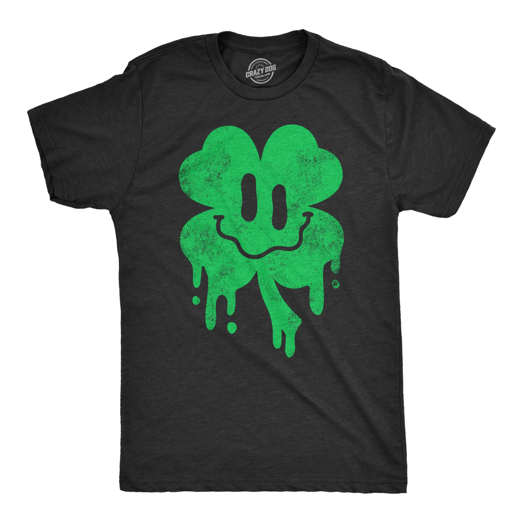 Funny Heather Black - Dripping Clover Face Dripping Clover Face Mens T Shirt Nerdy Saint Patrick's Day Drinking Sarcastic Tee