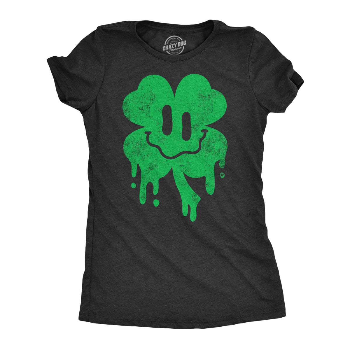 Funny Heather Black - Dripping Clover Face Dripping Clover Face Womens T Shirt Nerdy Saint Patrick&#39;s Day Drinking Sarcastic Tee