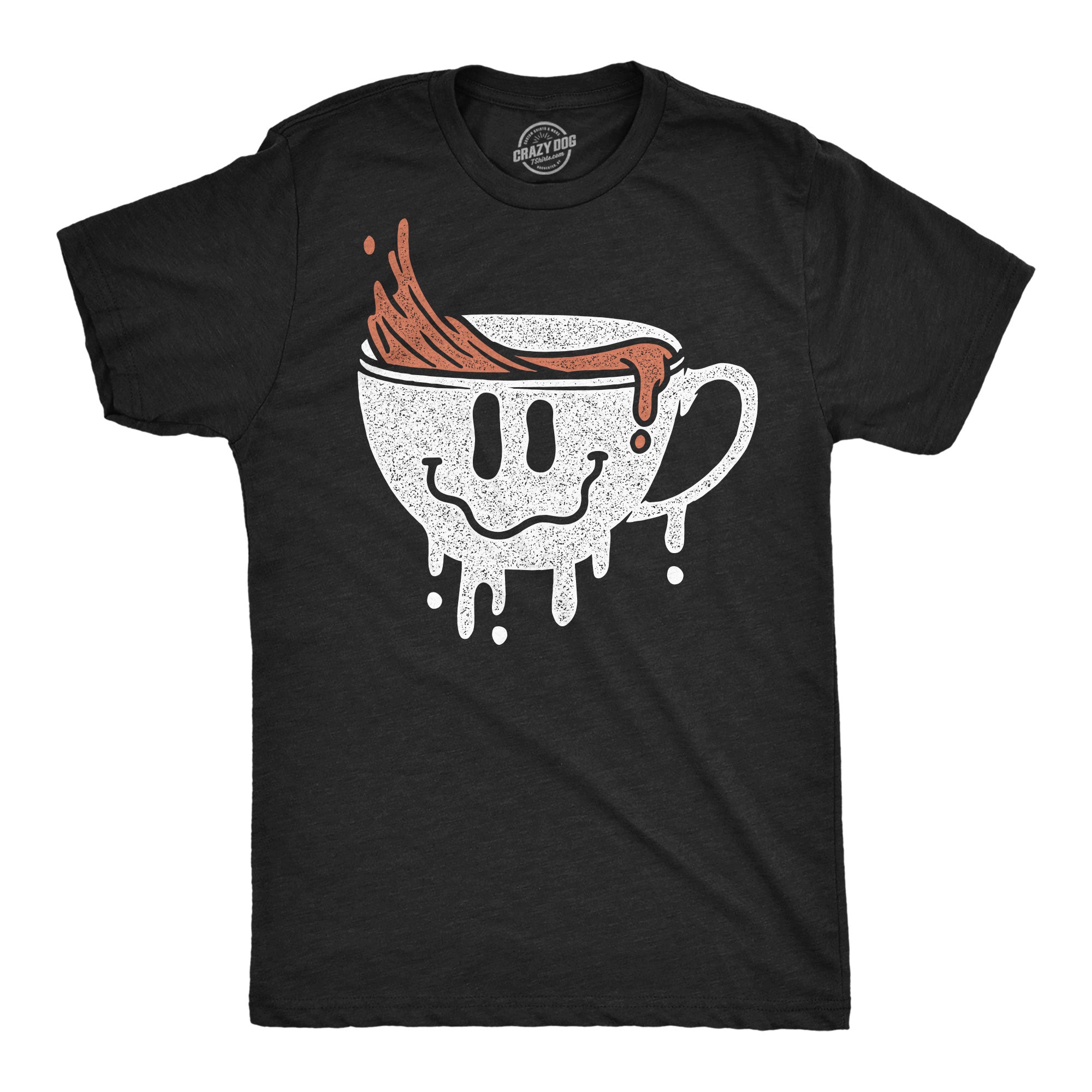Funny Heather Black - Dripping Coffee Smile Dripping Coffee Smile Mens T Shirt Nerdy Coffee Tee