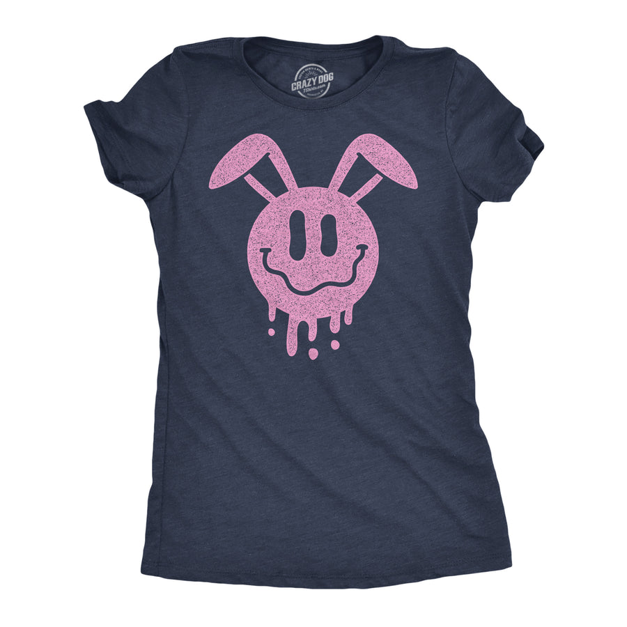 Funny Heather Navy - Dripping Easter Bunny Smile Dripping Easter Bunny Smile Womens T Shirt Nerdy Easter sarcastic Tee
