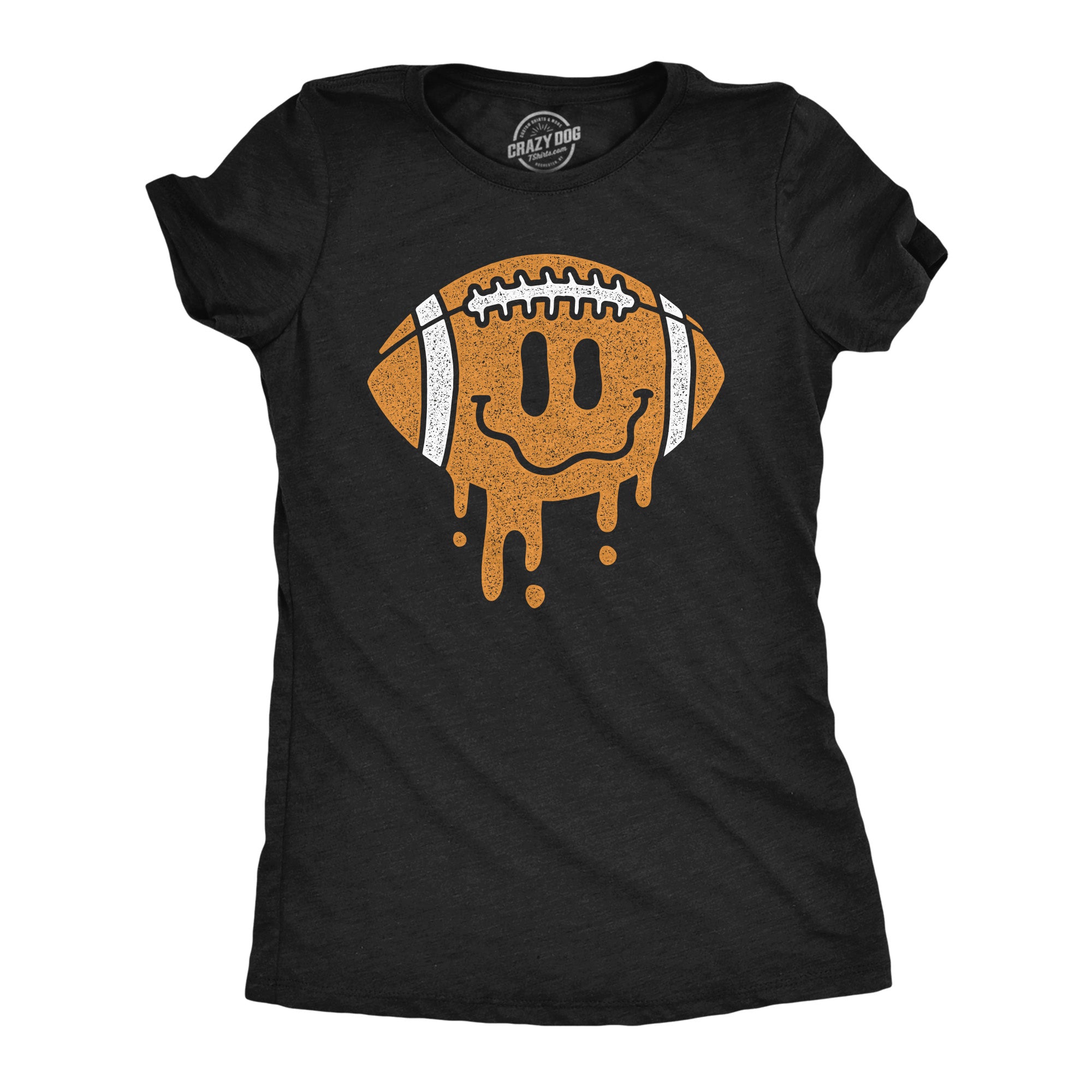Funny Heather Black - Dripping Football Smile Dripping Football Smile Womens T Shirt Nerdy Football Tee