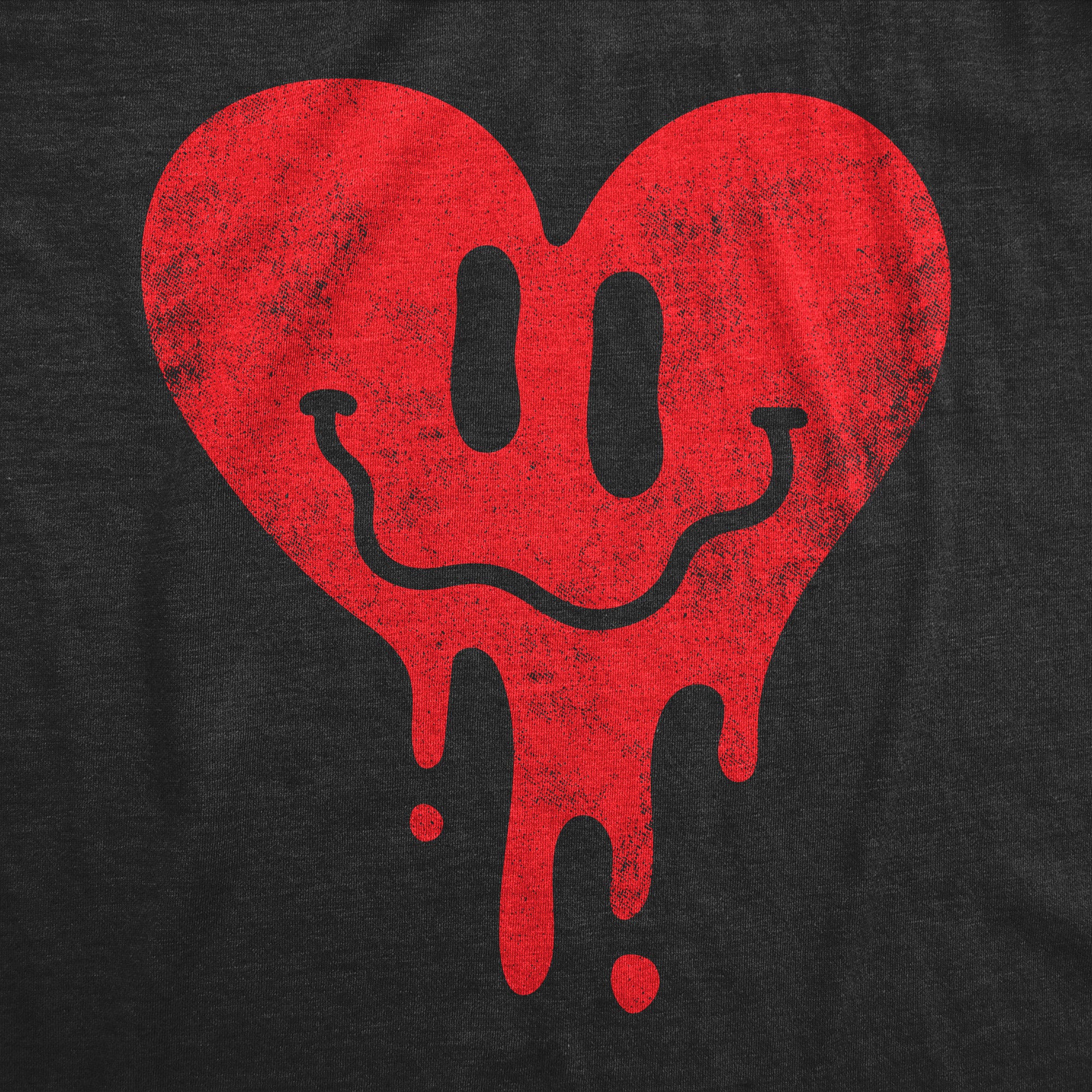 Funny Heather Black - Dripping Heart Face Dripping Heart Face Mens T Shirt Nerdy Valentine's Day Tee