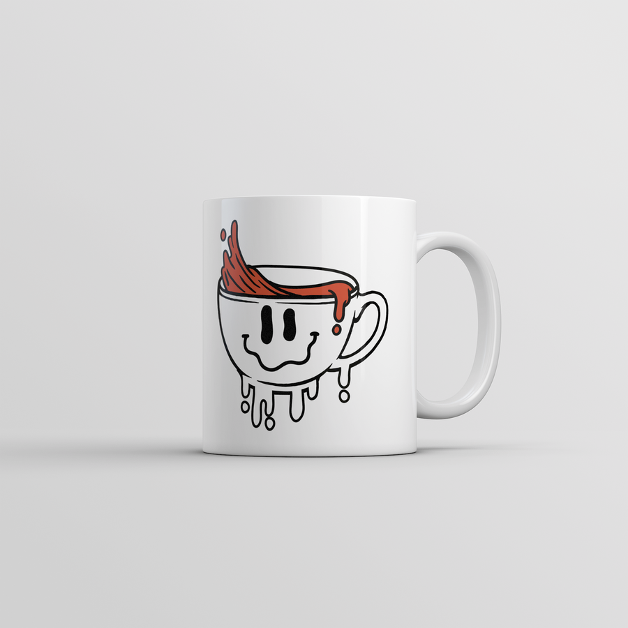 Funny White Dripping Melting Smiling Coffee Cup Coffee Mug Nerdy Coffee Tee