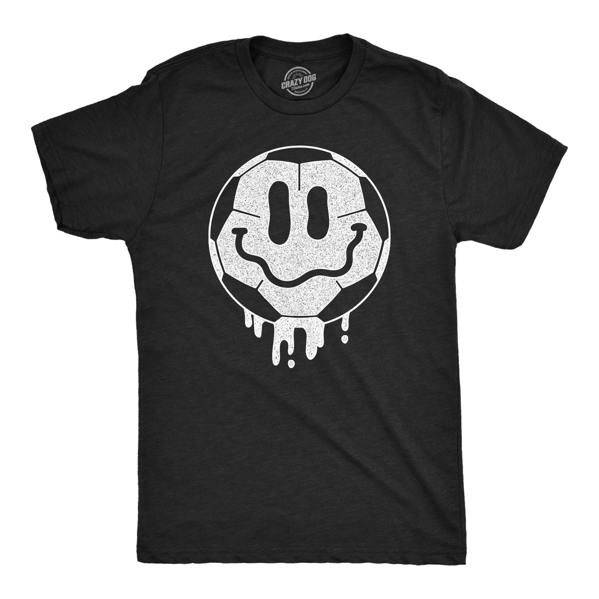 Funny Heather Black - Dripping Soccer Ball Smile Dripping Soccer Ball Smile Mens T Shirt Nerdy Soccer Tee