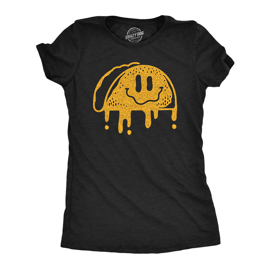 Funny Heather Black - Dripping Taco Smile Dripping Taco Smile Womens T Shirt Nerdy Food Tee