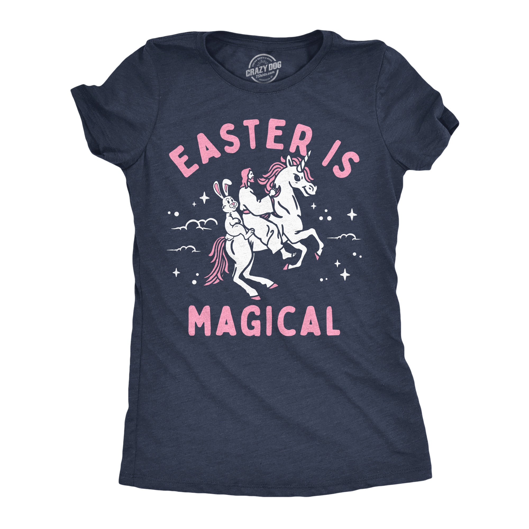 Funny Heather Navy - Easter Is Magical Easter Is Magical Womens T Shirt Nerdy Easter unicorn Tee