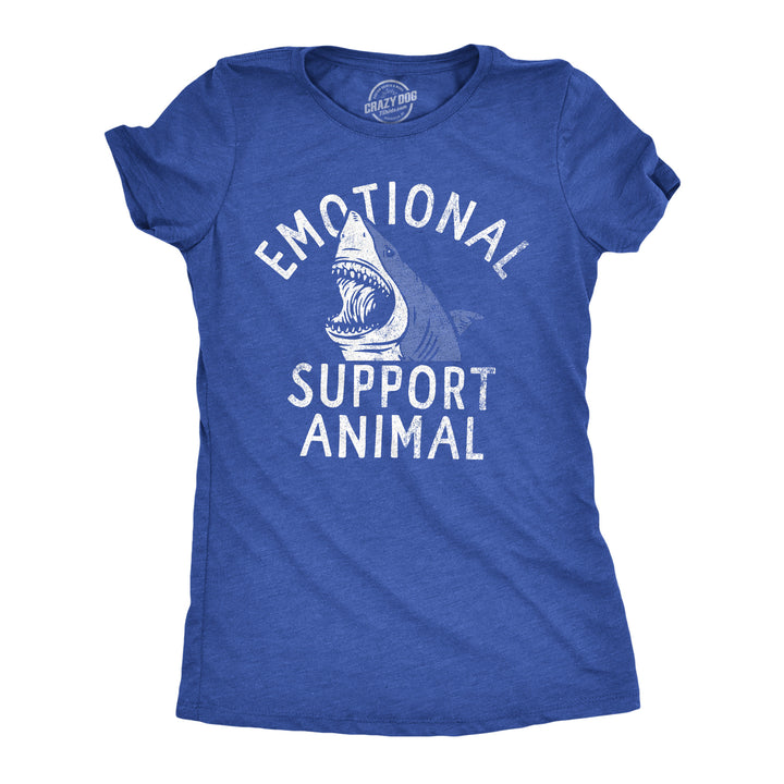 Funny Heather Royal - SUPPORT Emotional Support Animal Shark Womens T Shirt Nerdy shark week animal sarcastic Tee