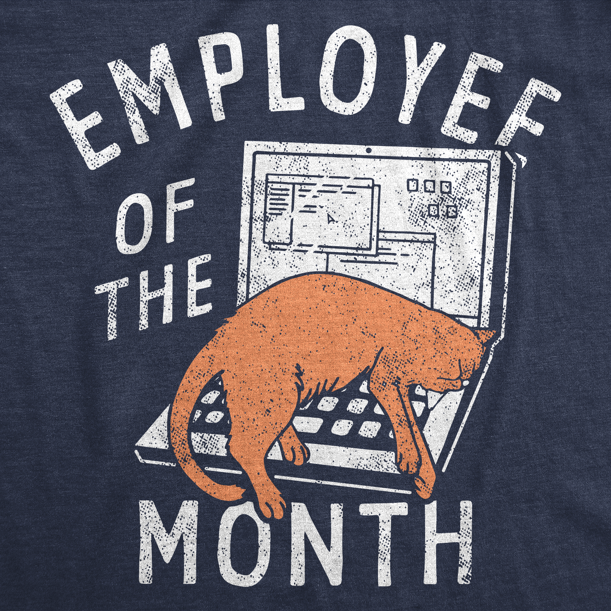 Funny Heather Navy - Employee Of The Month Employee Of The Month Womens T Shirt Nerdy Cat Office Tee