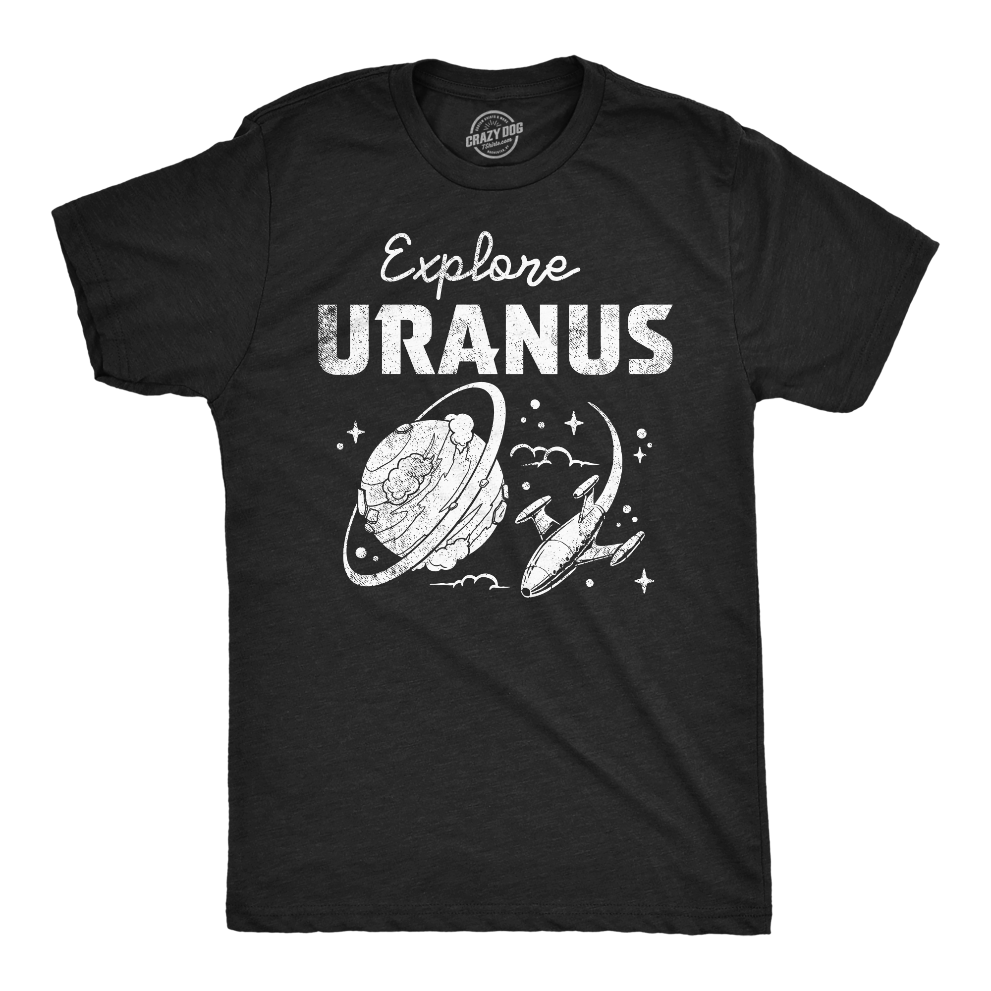 Funny Heather Black - Explore Uranus Explore Uranus Mens T Shirt Nerdy Space sarcastic Tee