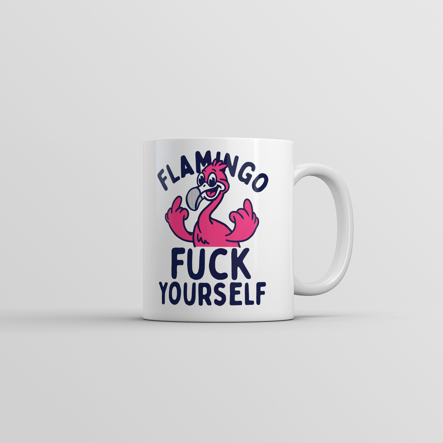 Funny White Flamingo Fuck Yourself Coffee Mug Nerdy animal sarcastic Tee