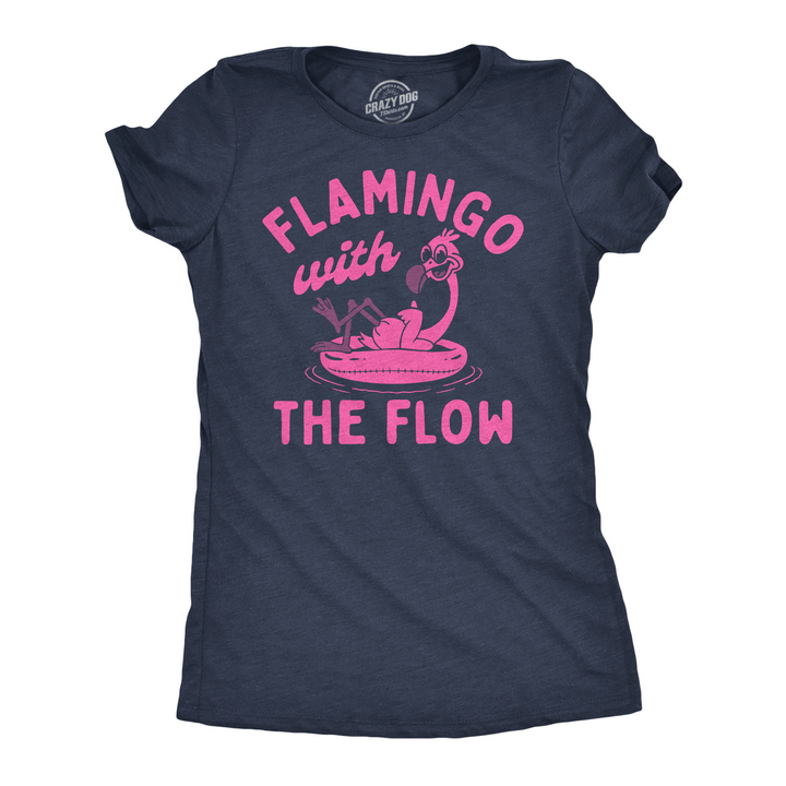 Funny Heather Black - Flamingo With The Flow Flamingo With The Flow Womens T Shirt Nerdy animal sarcastic Tee