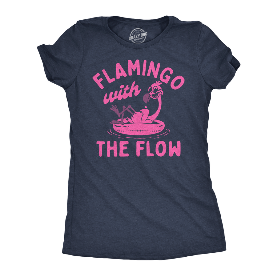 Funny Heather Black - Flamingo With The Flow Flamingo With The Flow Womens T Shirt Nerdy animal sarcastic Tee