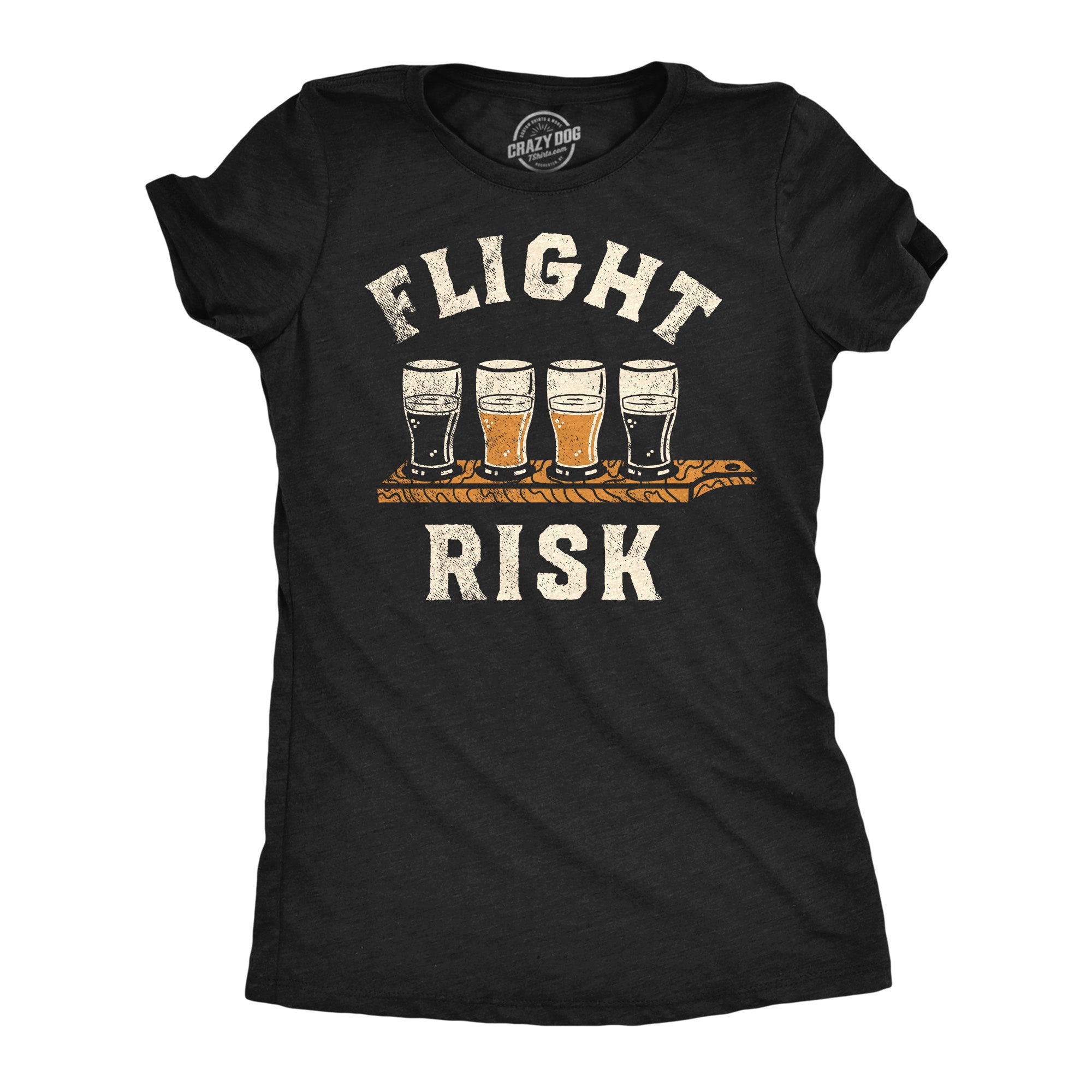 Funny Heather Black - Flight Risk Flight Risk Womens T Shirt Nerdy Drinking Beer sarcastic Tee