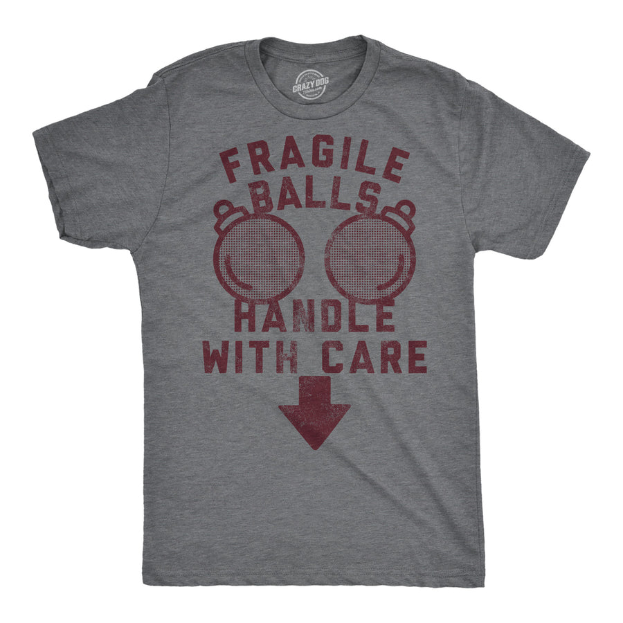 Funny Dark Heather Grey - Fragile Balls Fragile Balls Handle With Care Mens T Shirt Nerdy Christmas sarcastic Tee