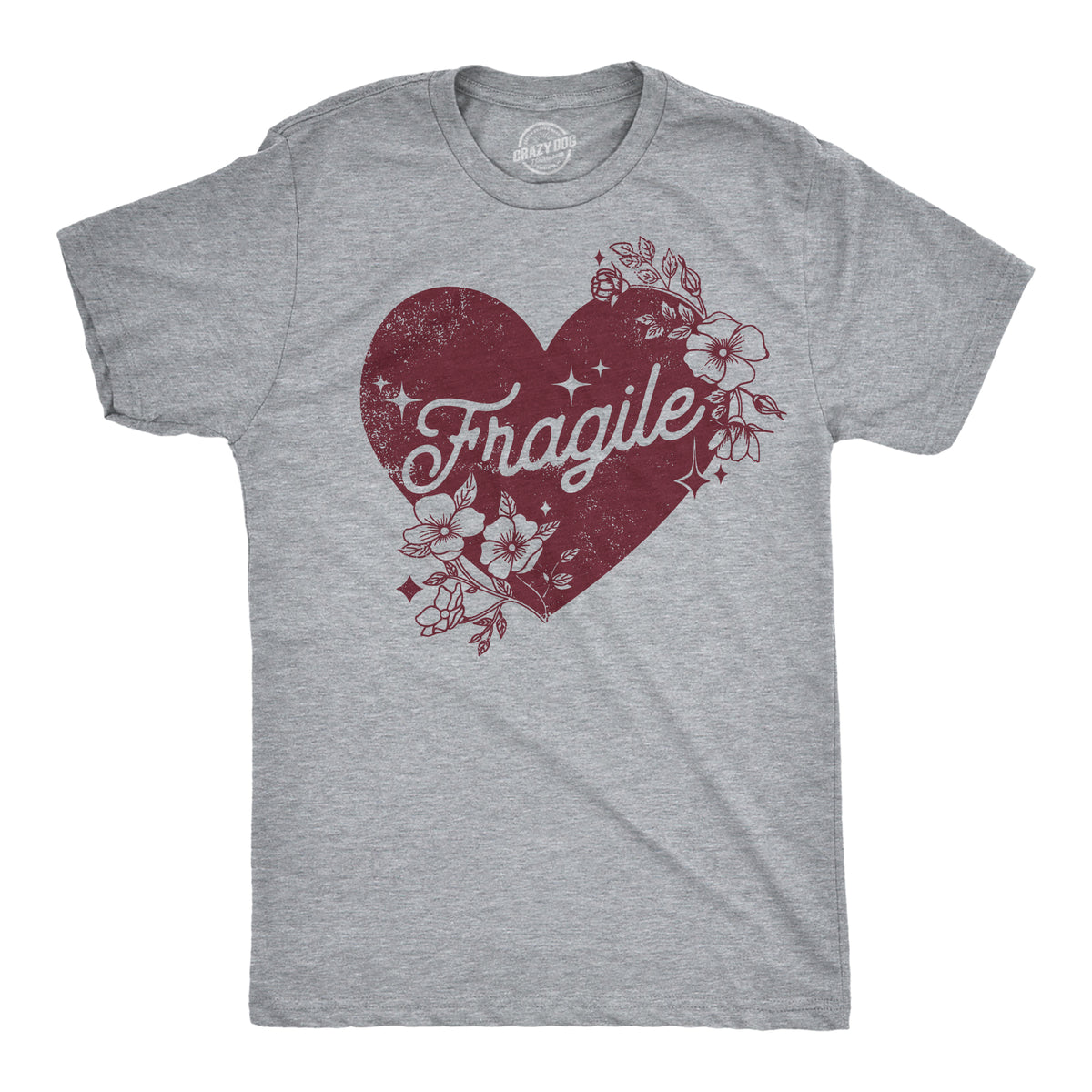 Funny Light Heather Grey - Fragile Heart Fragile Heart Mens T Shirt Nerdy Valentine&#39;s Day Sarcastic Tee
