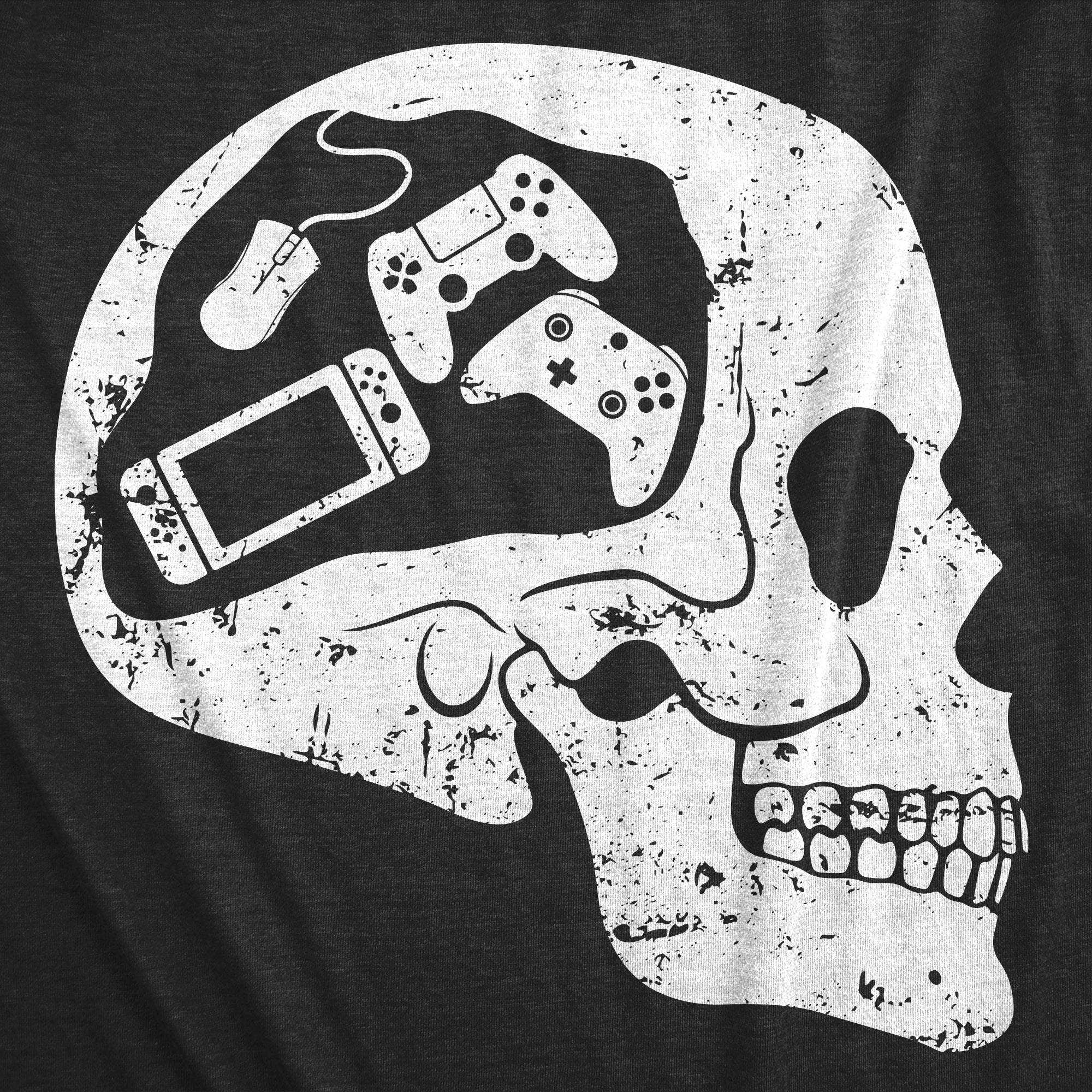 Funny Heather Black - Gamer Skull Gamer Skull Youth T Shirt Nerdy Video Games sarcastic Tee