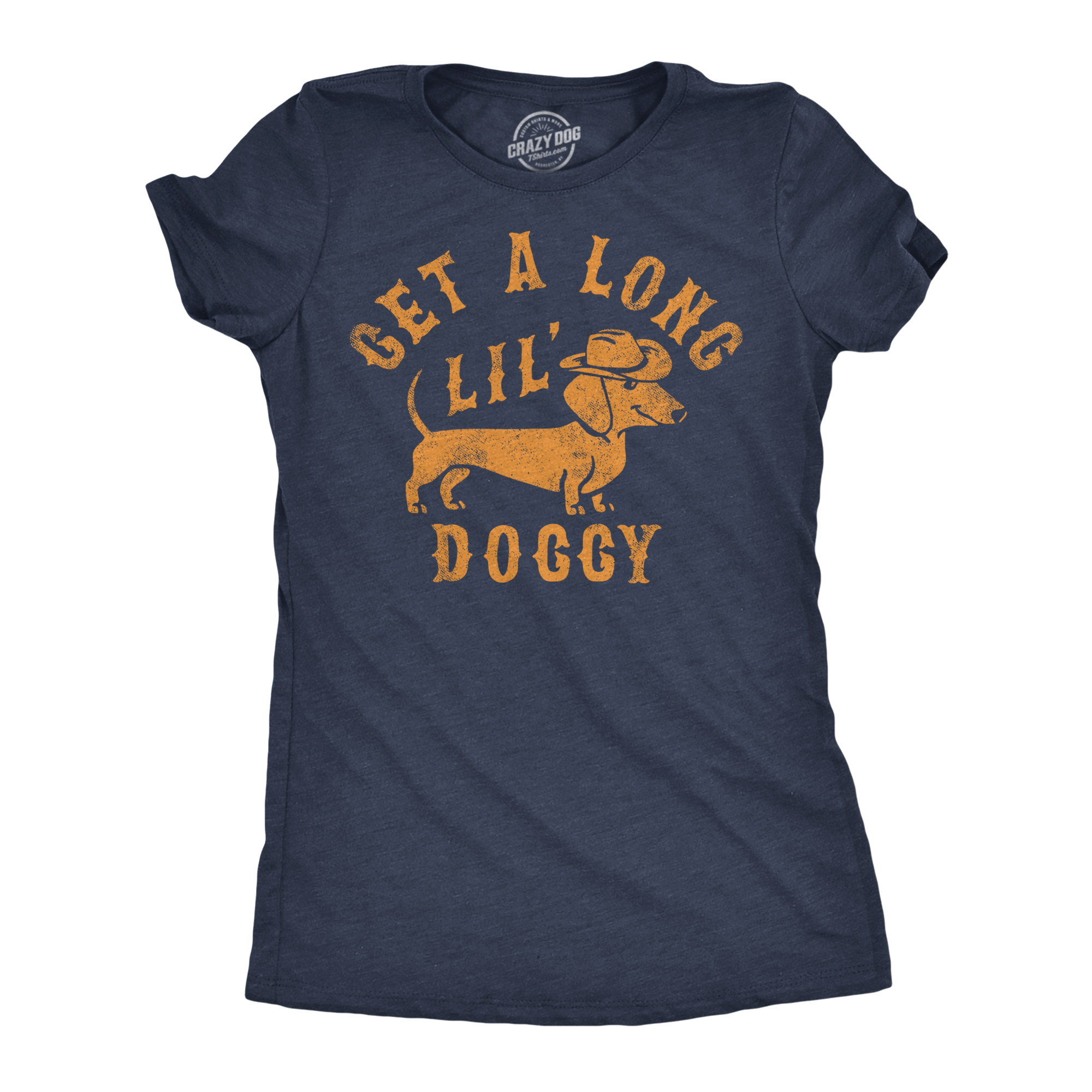 Funny Heather Navy - Get A Long Lil Doggy Get A Long Lil Doggy Womens T Shirt Nerdy Dog sarcastic Tee