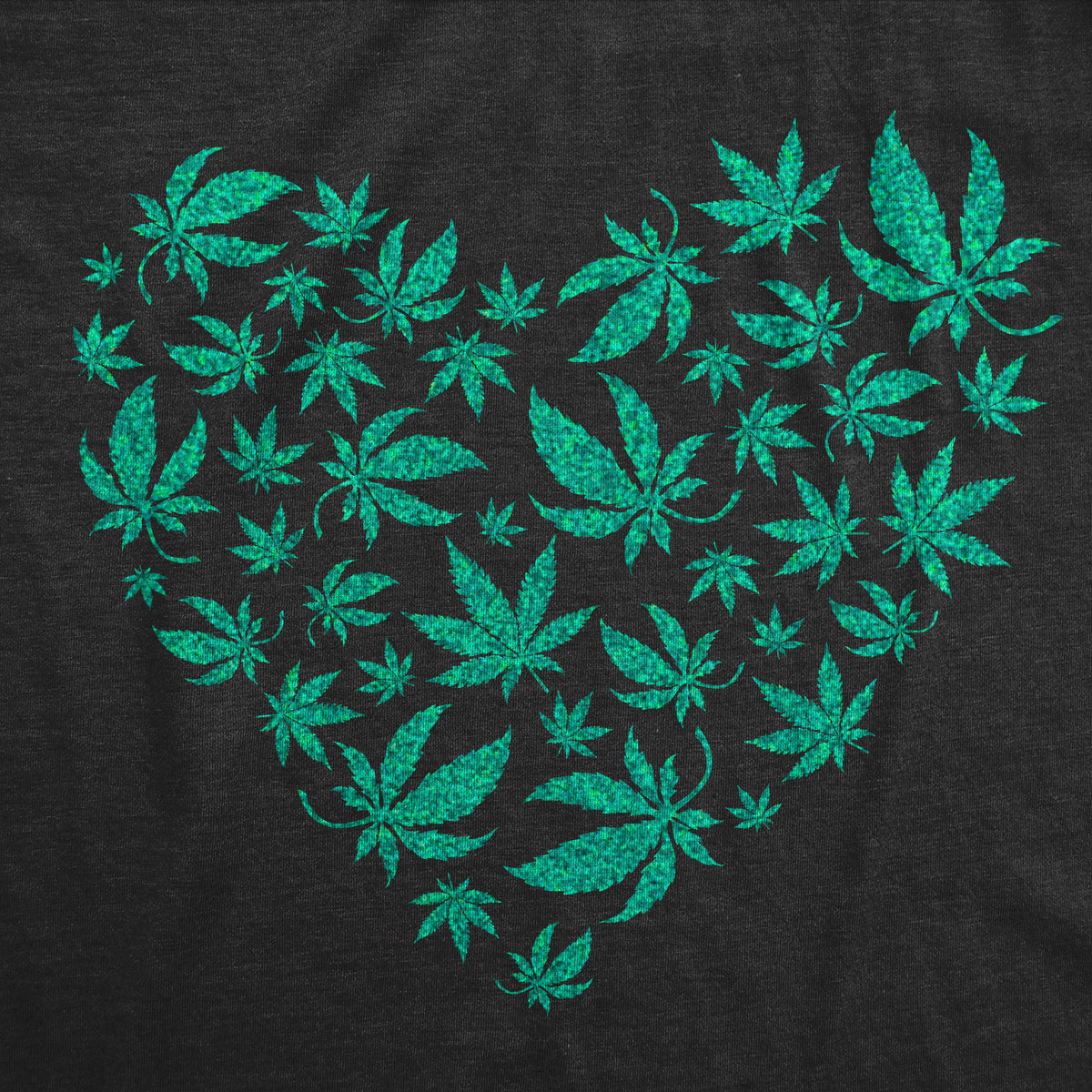 Glitter Heart Made Of Pot Leaves Women&#39;s T Shirt