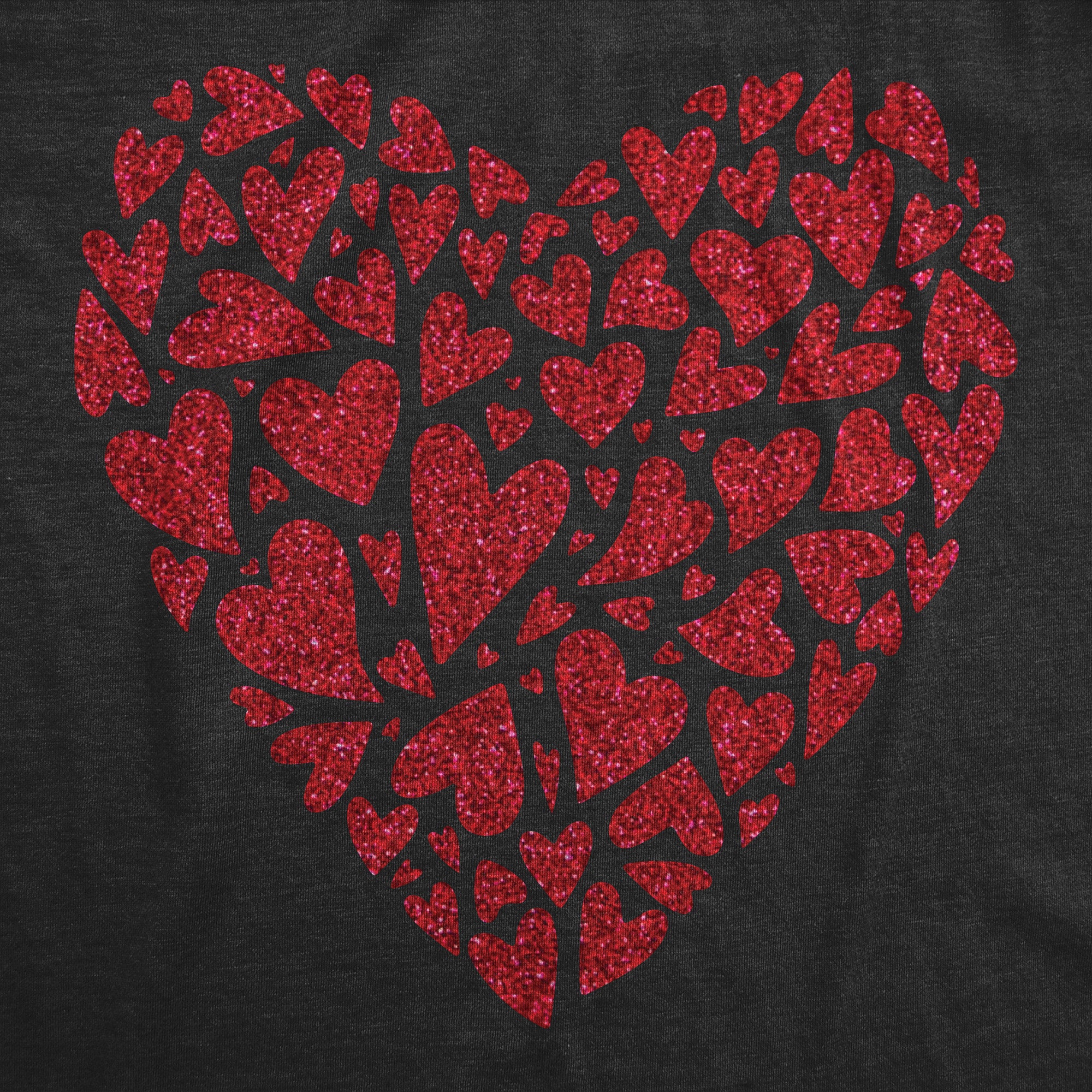 Funny Heather Black - Glitter Heart Glitter Heart Womens T Shirt Nerdy Valentine's Day Tee