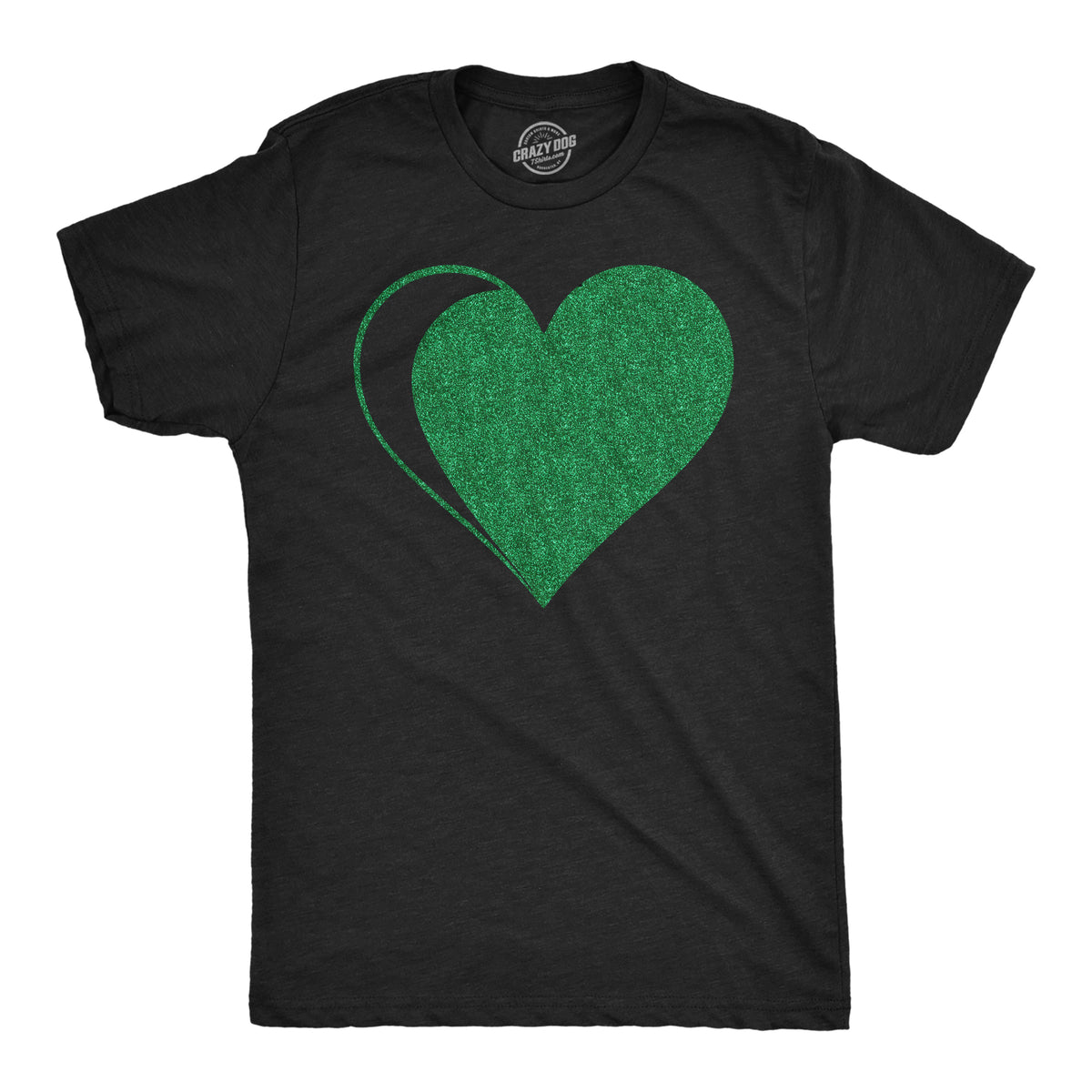Funny Heather Black - Green Glitter Heart Green Glitter Heart Mens T Shirt Nerdy Saint Patrick&#39;s Day Tee