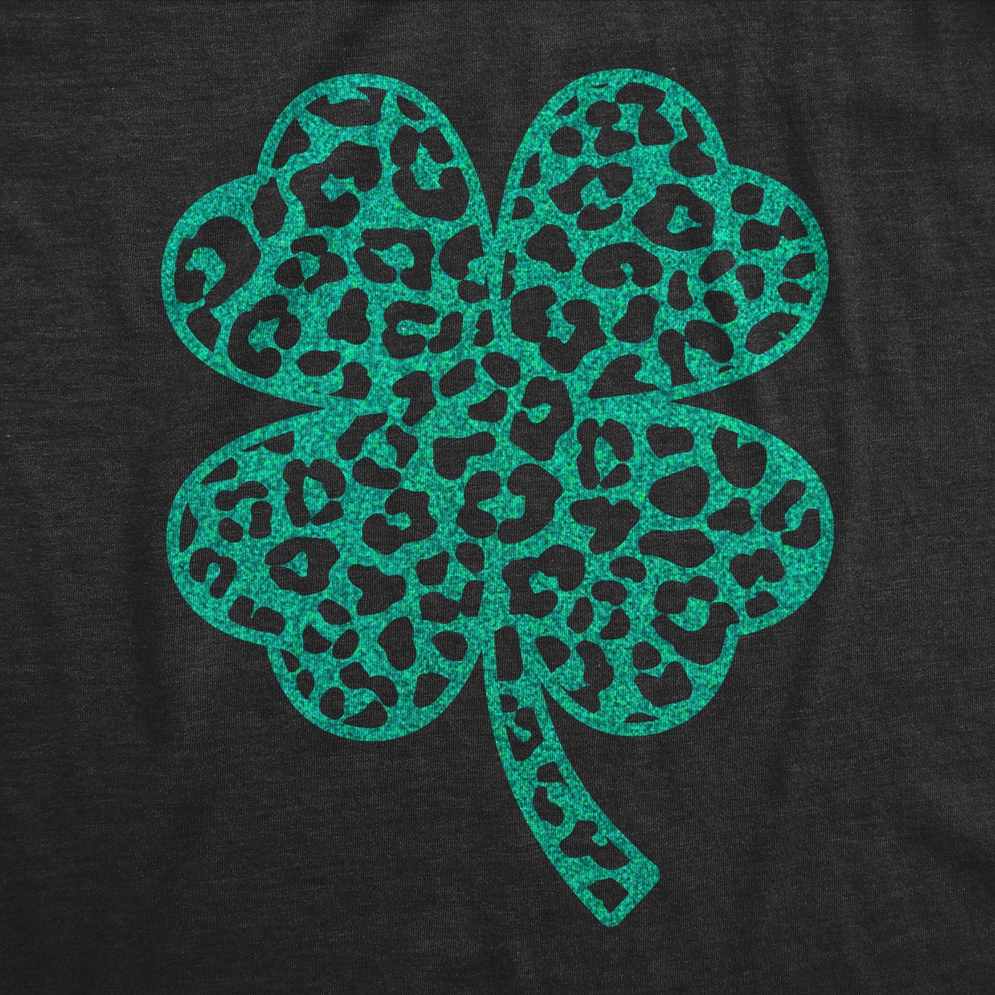 Funny Heather Black - Leopord Print Clover Leopord Print Clover Womens T Shirt Nerdy Saint Patrick's Day Tee