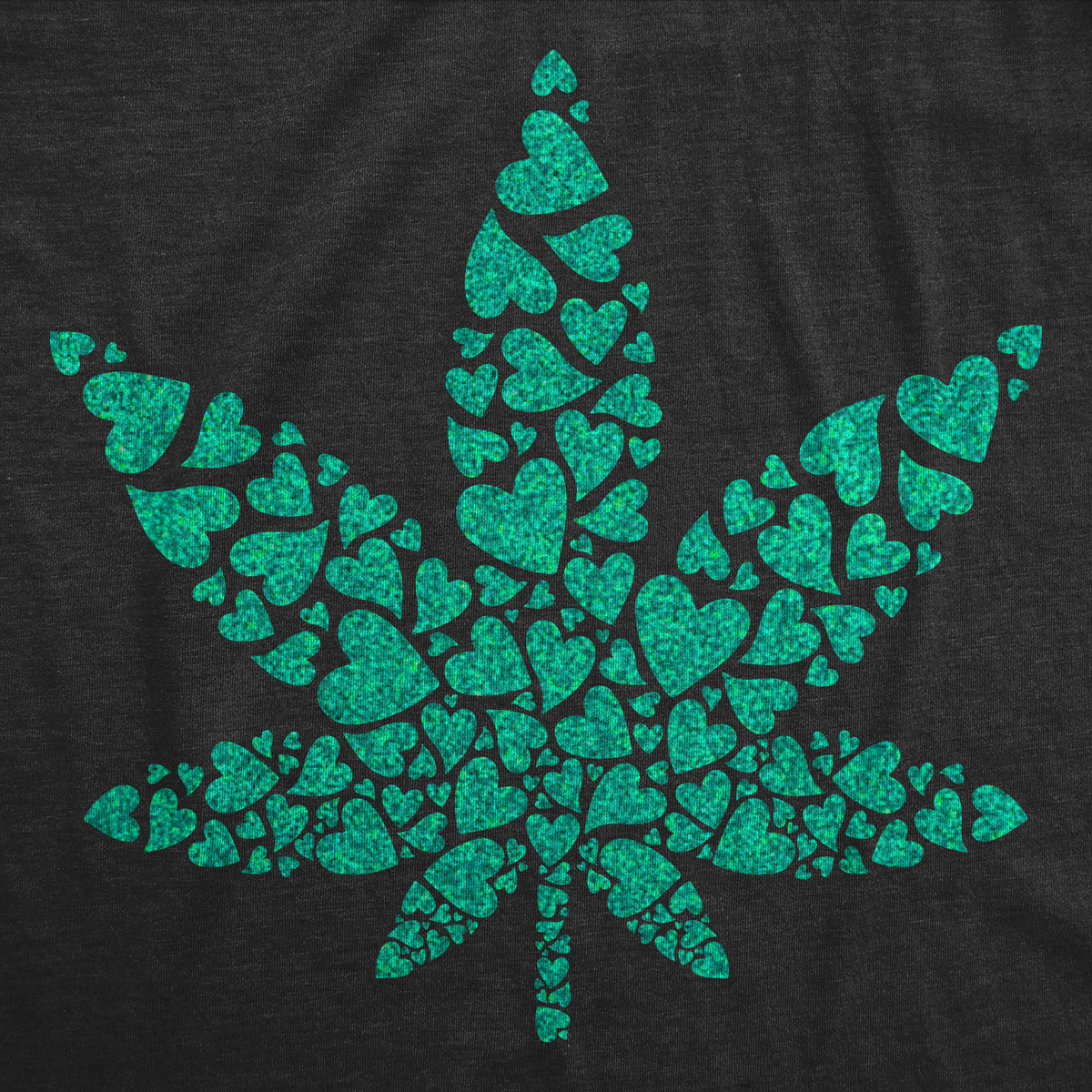Glitter Pot Leaf Made Of Hearts Women&#39;s T Shirt